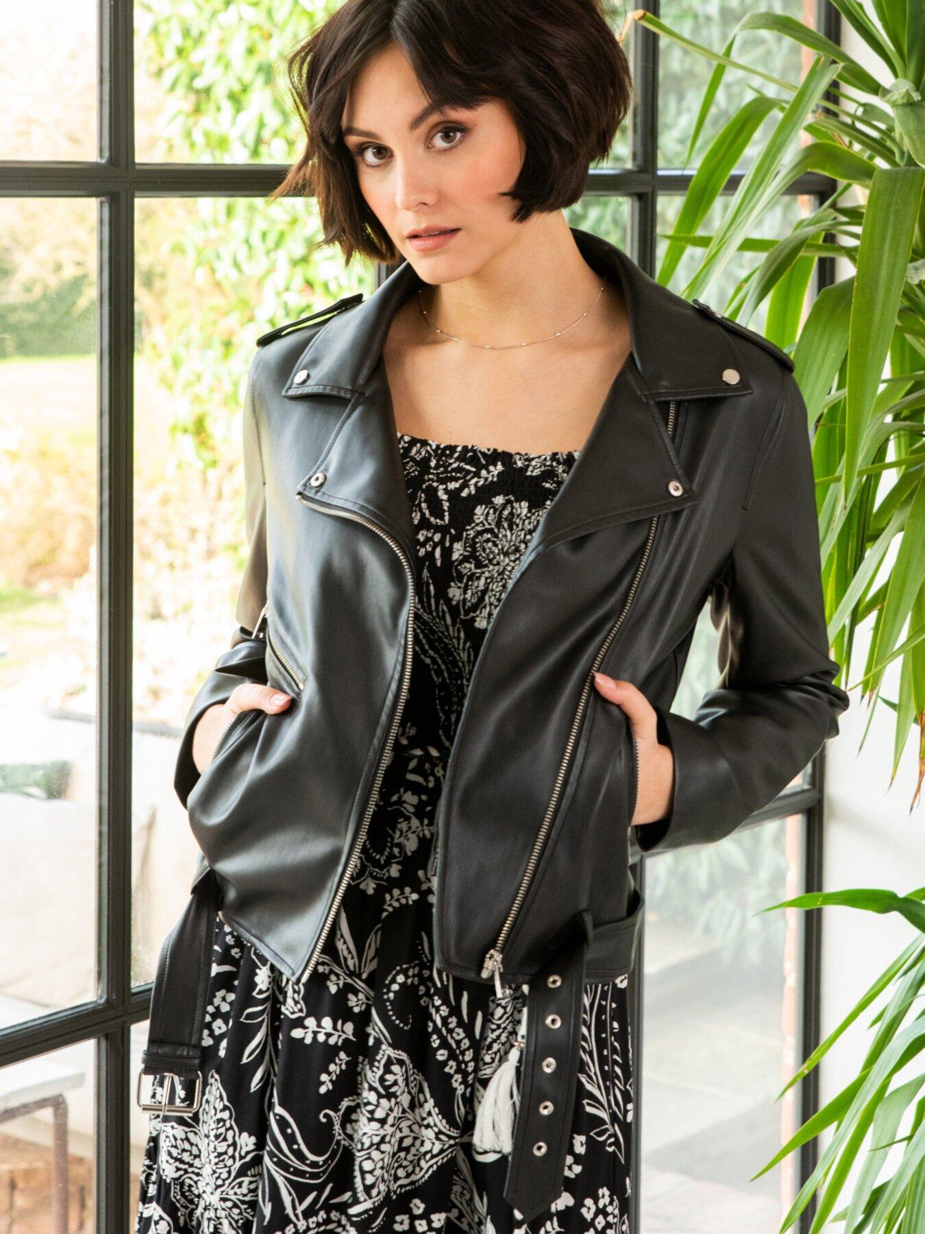 undefined Michelle Vegan Leather Biker Jacket