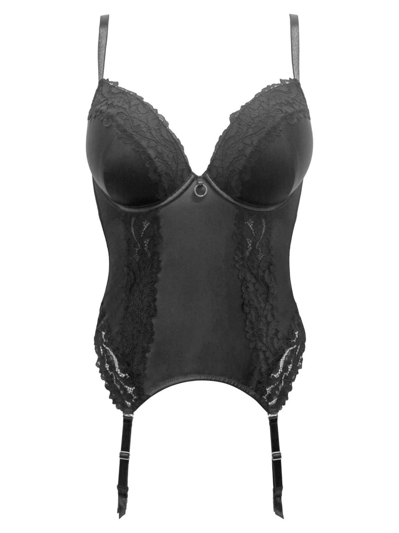 Image 3 of 4 of Pour Moi Lavish Padded Push-Up Underwired Basque - Black
