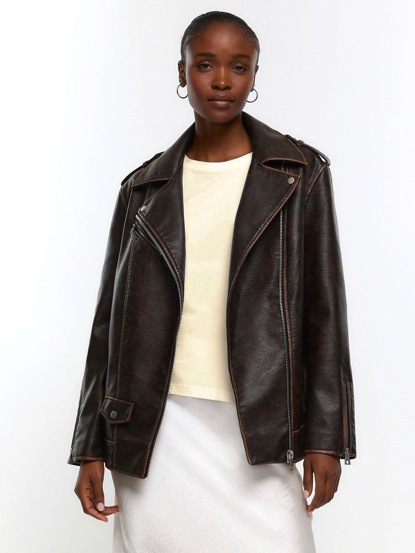 River island leather on sale jacket