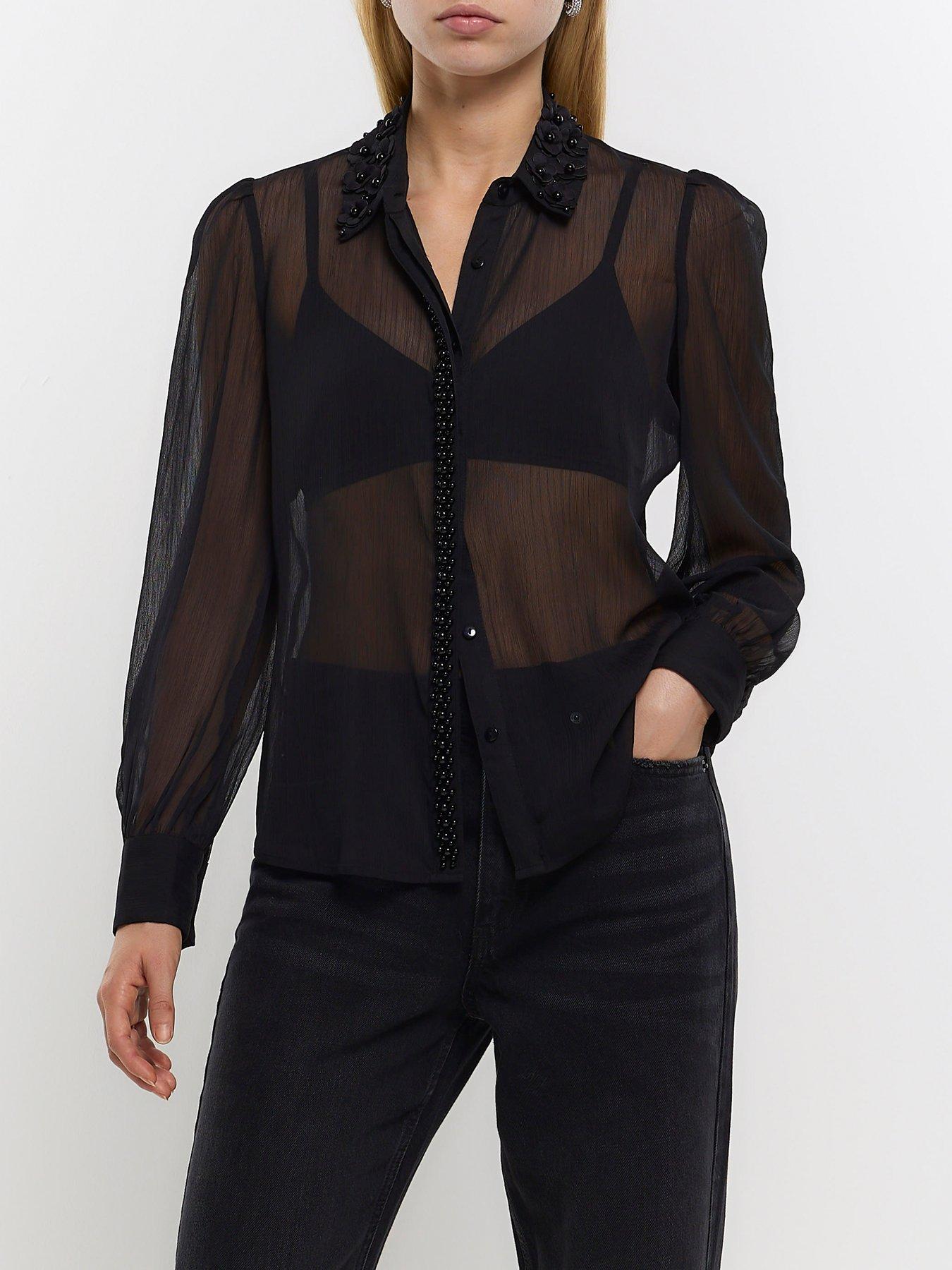 River Island Chiffon Embellished Shirt | littlewoods.com