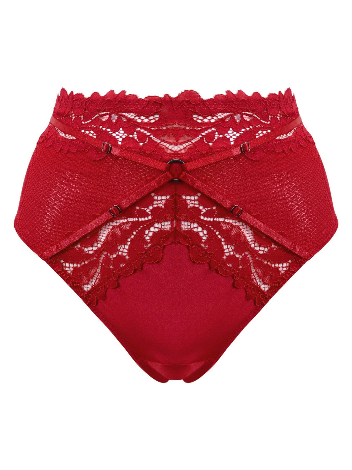  image of pour-moi-lavish-high-waist-high-leg-brief-red