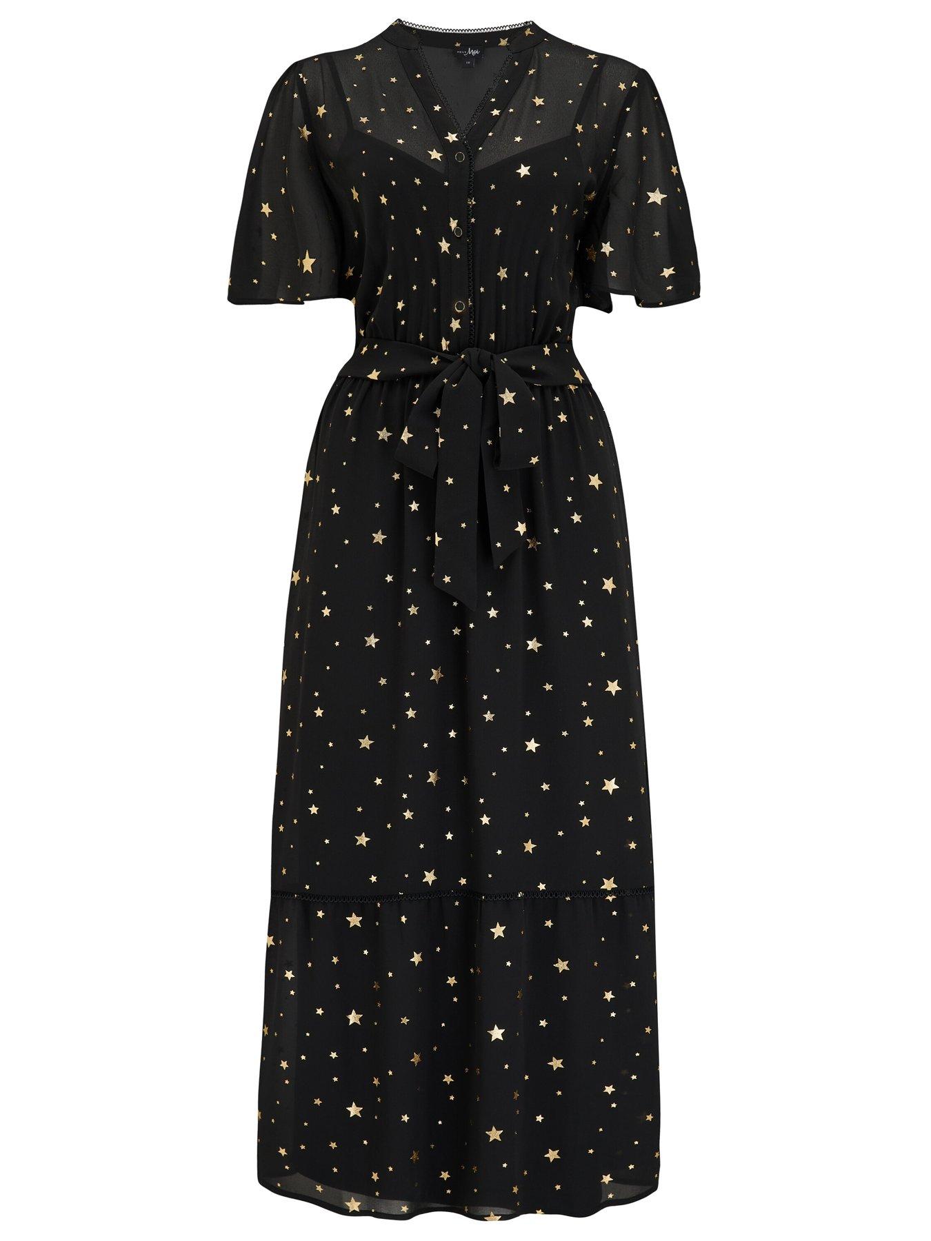  image of pour-moi-florence-chiffon-angel-sleeve-tiered-midi-dress