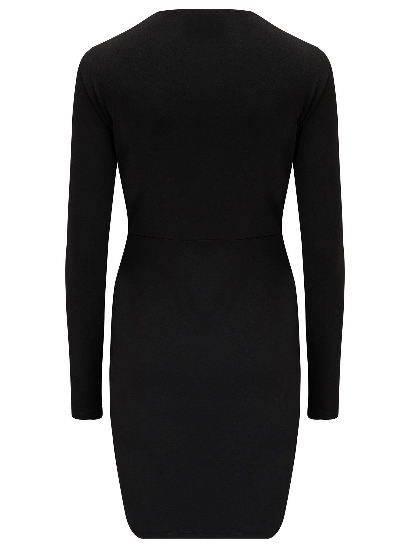  image of pour-moi-nicole-slinky-jersey-diamante-trim-wrap-dress-black
