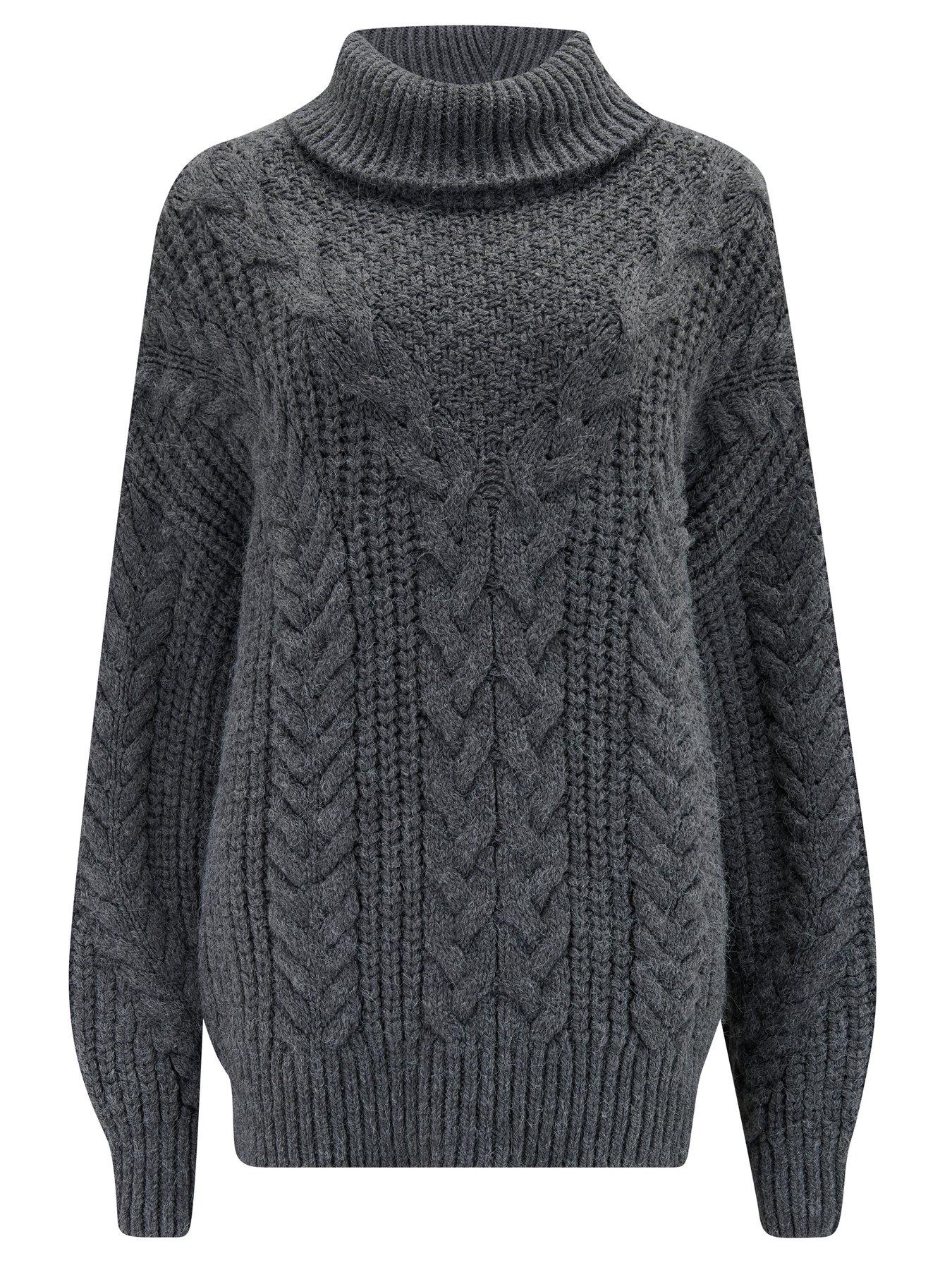 Grey chunky knit jumper womens best sale