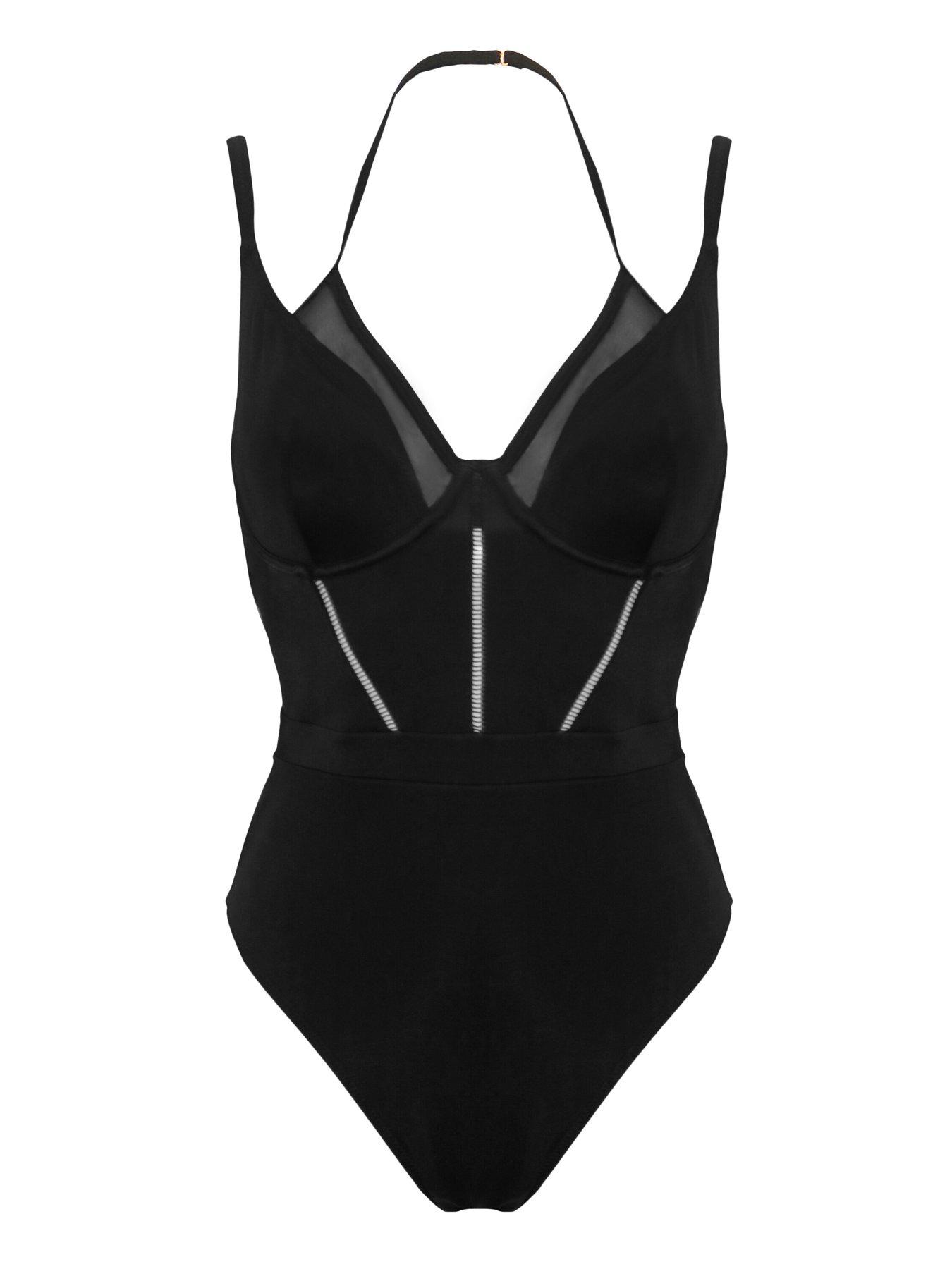  image of pour-moi-sydney-double-strap-underwired-swimsuit-black