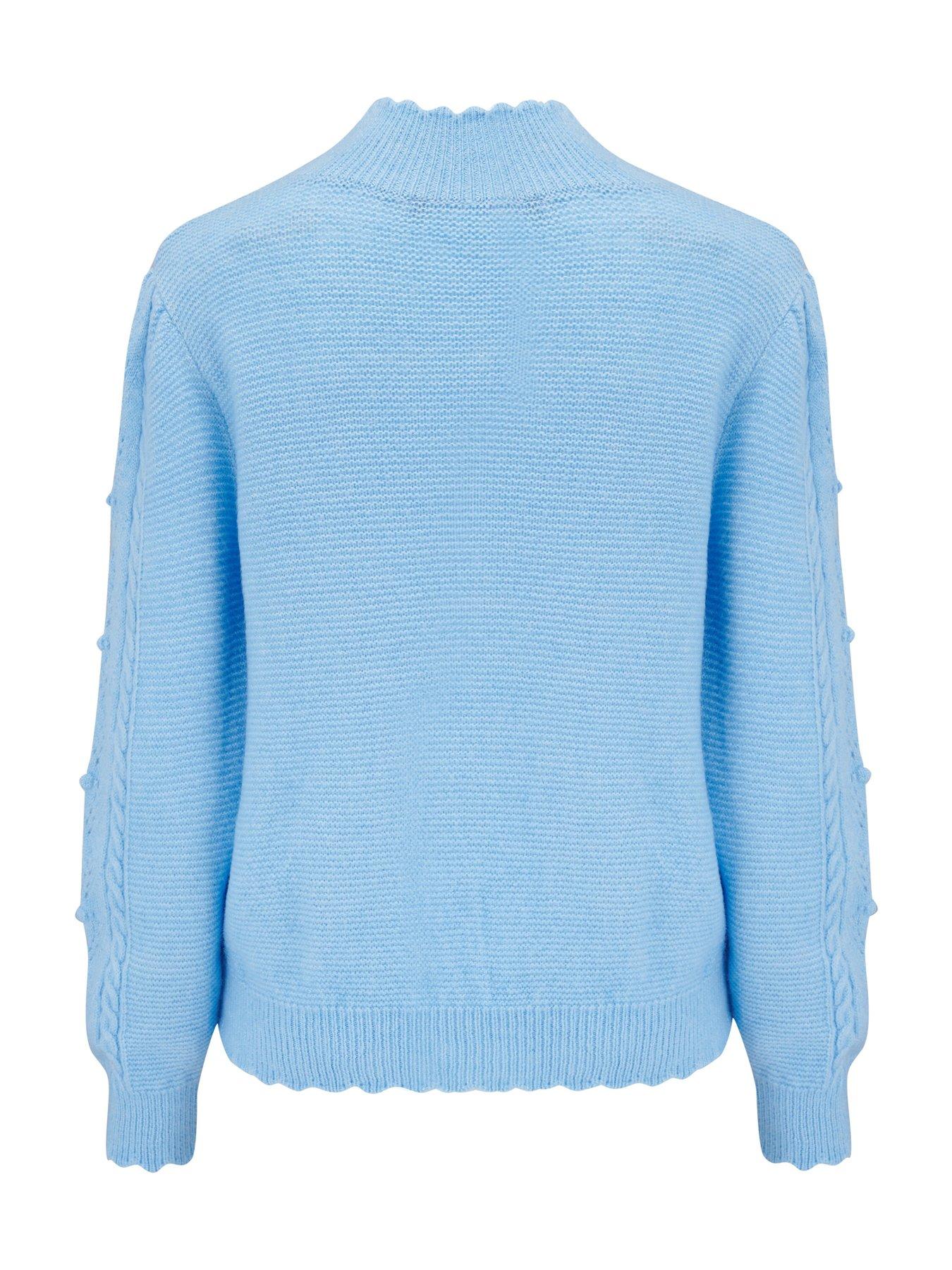  image of pour-moi-marina-pointelle-high-neck-knit-jumper-light-blue