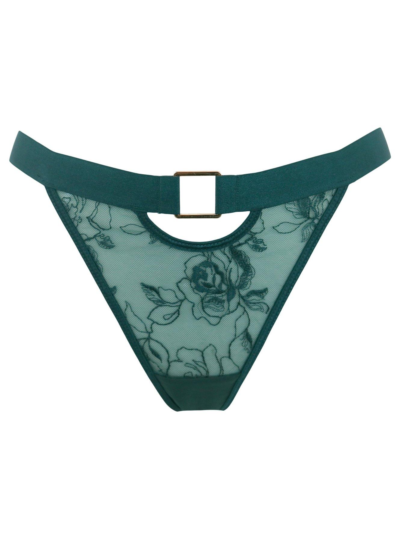 Image 3 of 4 of Pour Moi India Embroidery Thong - Green