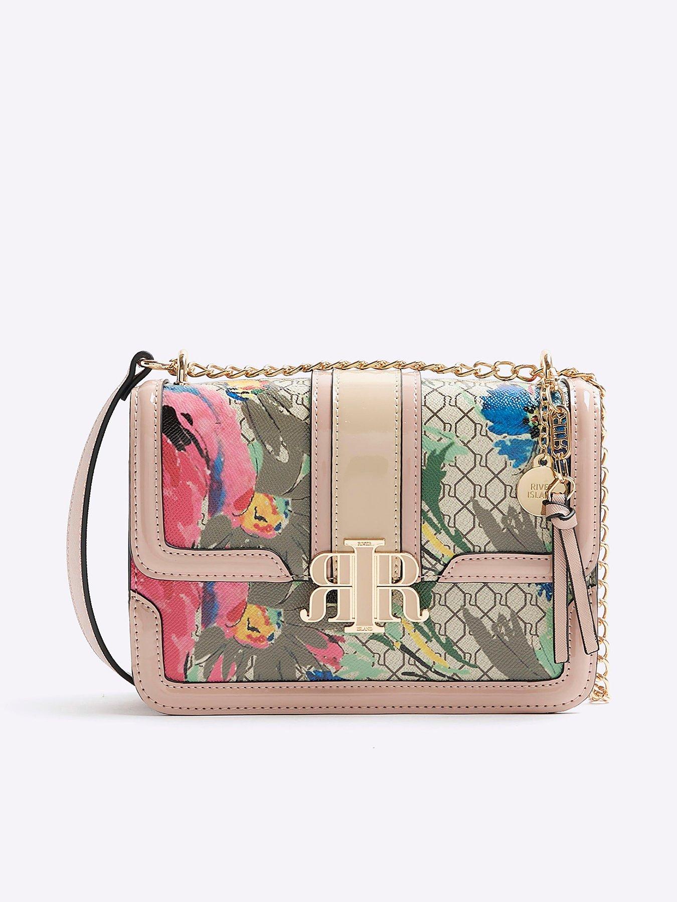 river island floral monogram satchel bag