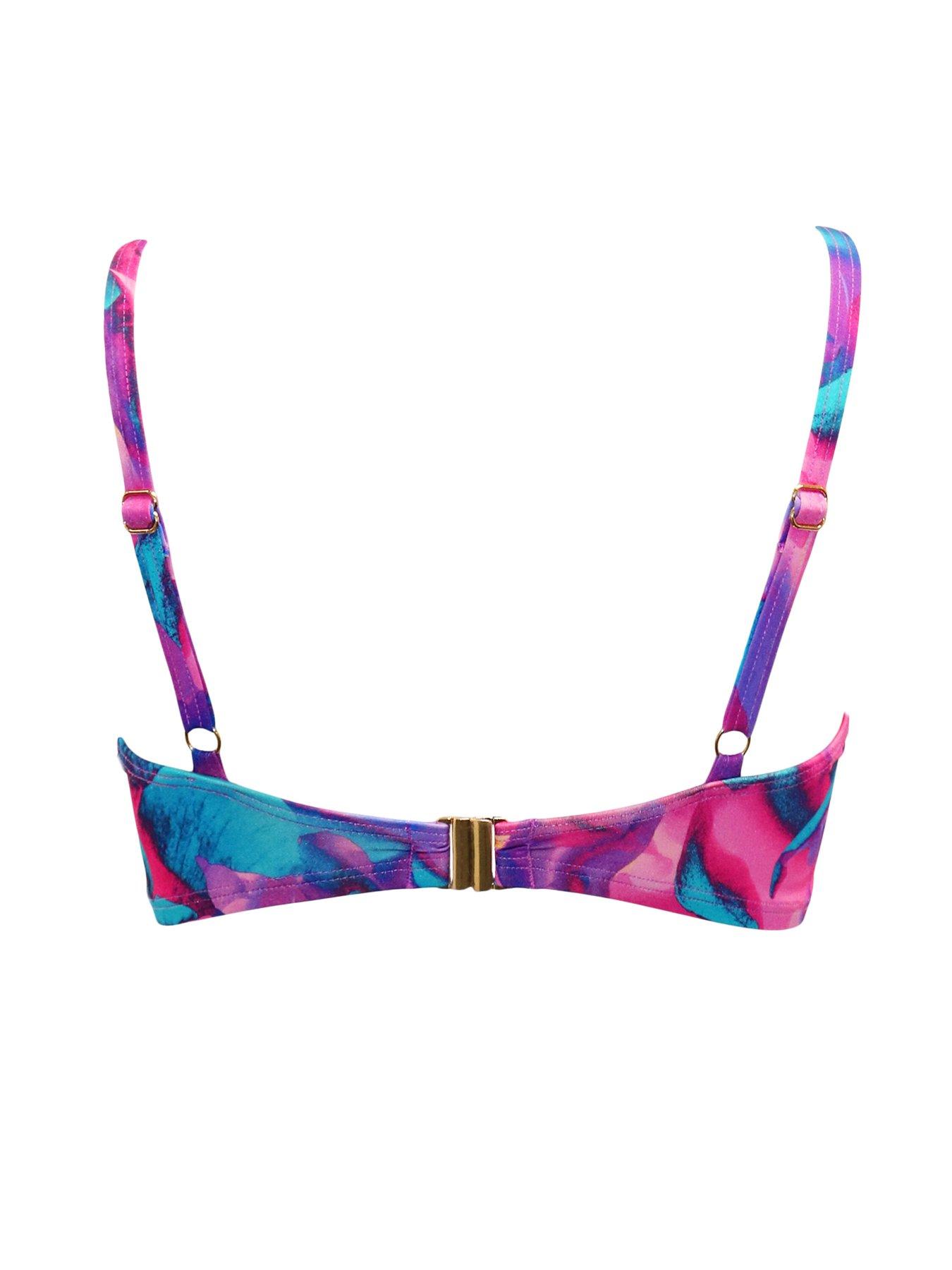  image of pour-moi-cabana-underwired-longline-ruched-bikini-top-purple