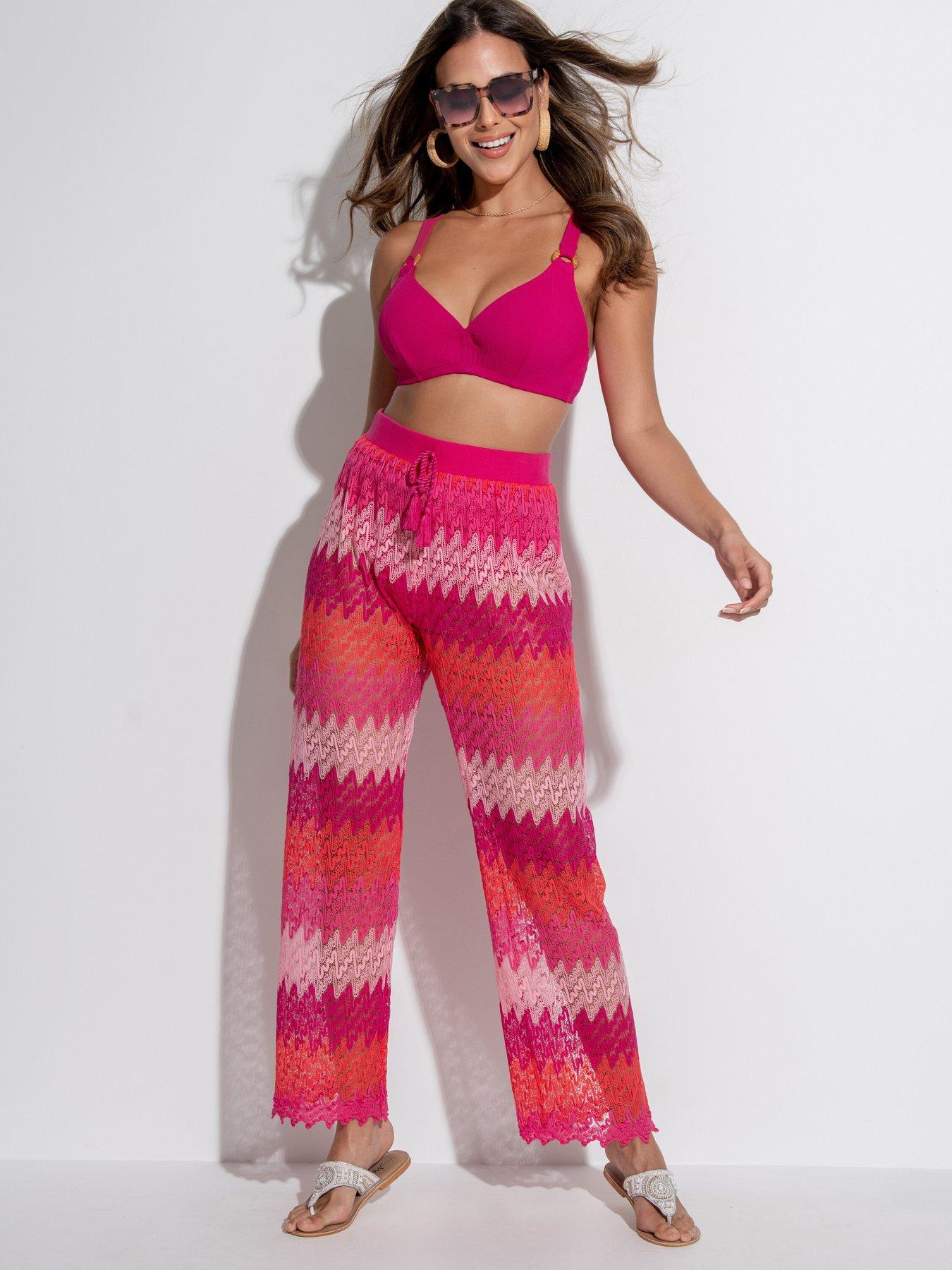 undefined Colour Block Crochet Co-Ord Beach Trouser - Multi