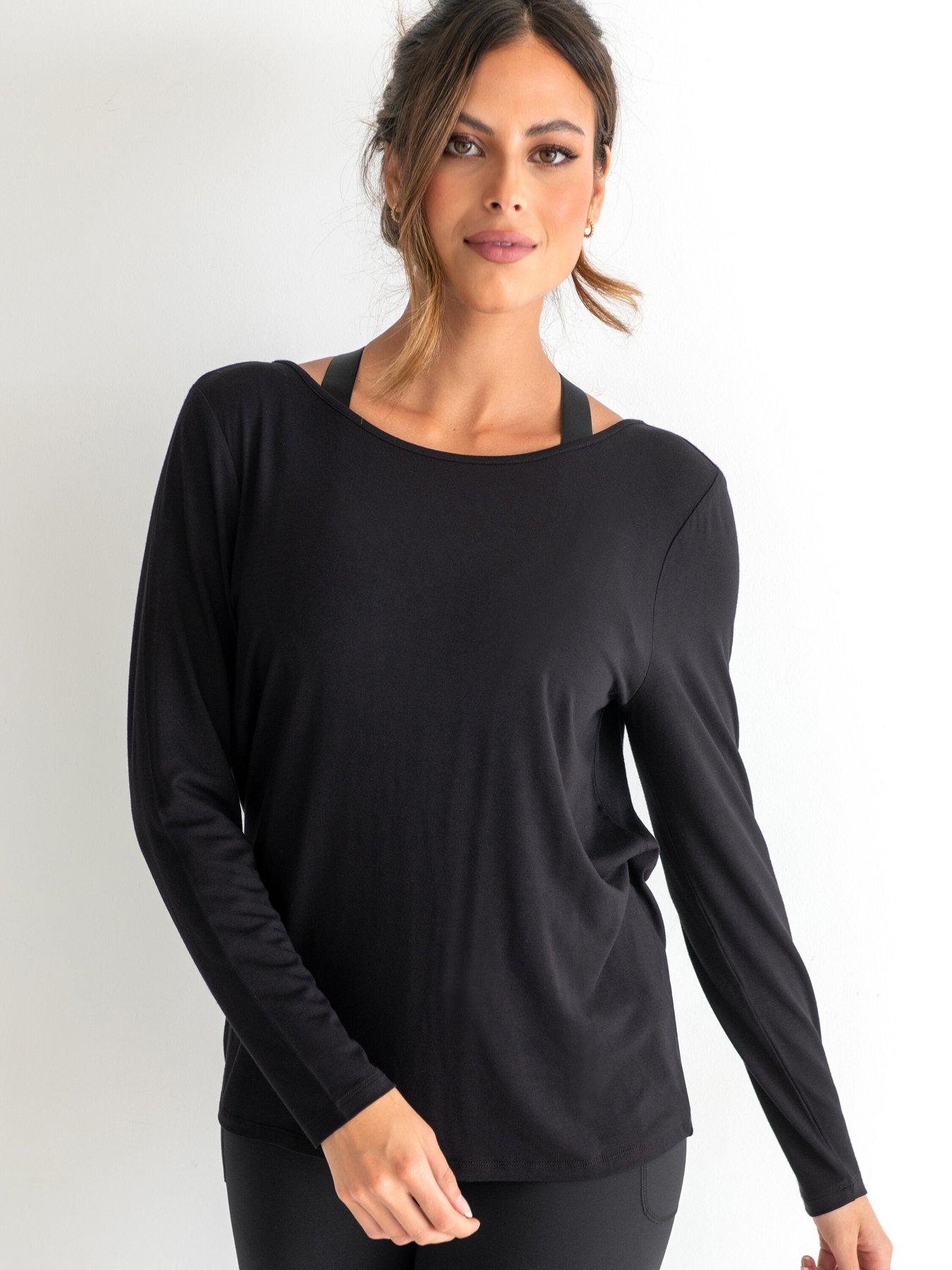 undefined Cross Back Jersey Yoga Top - Black