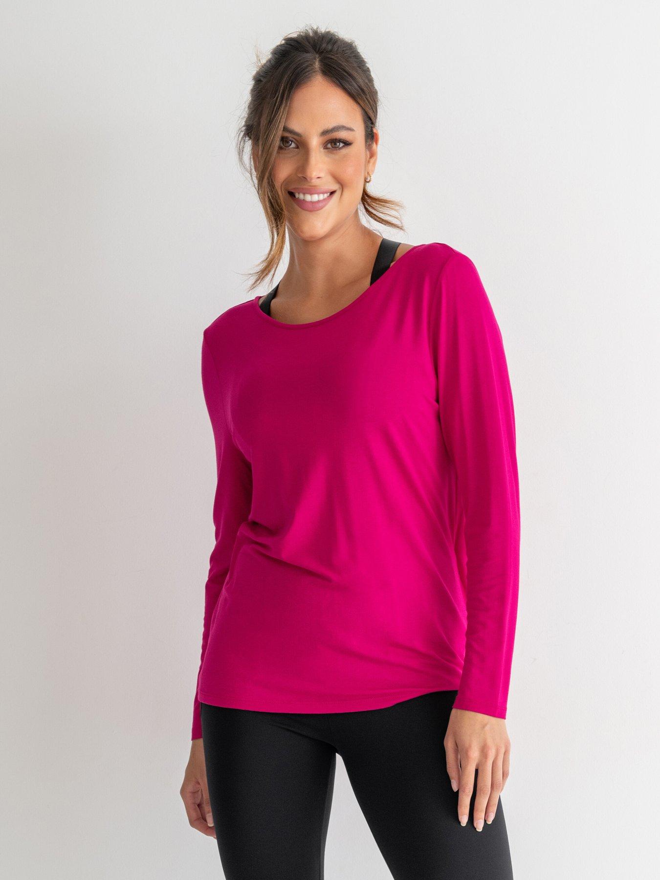 undefined Cross Back Jersey Yoga Top - Pink