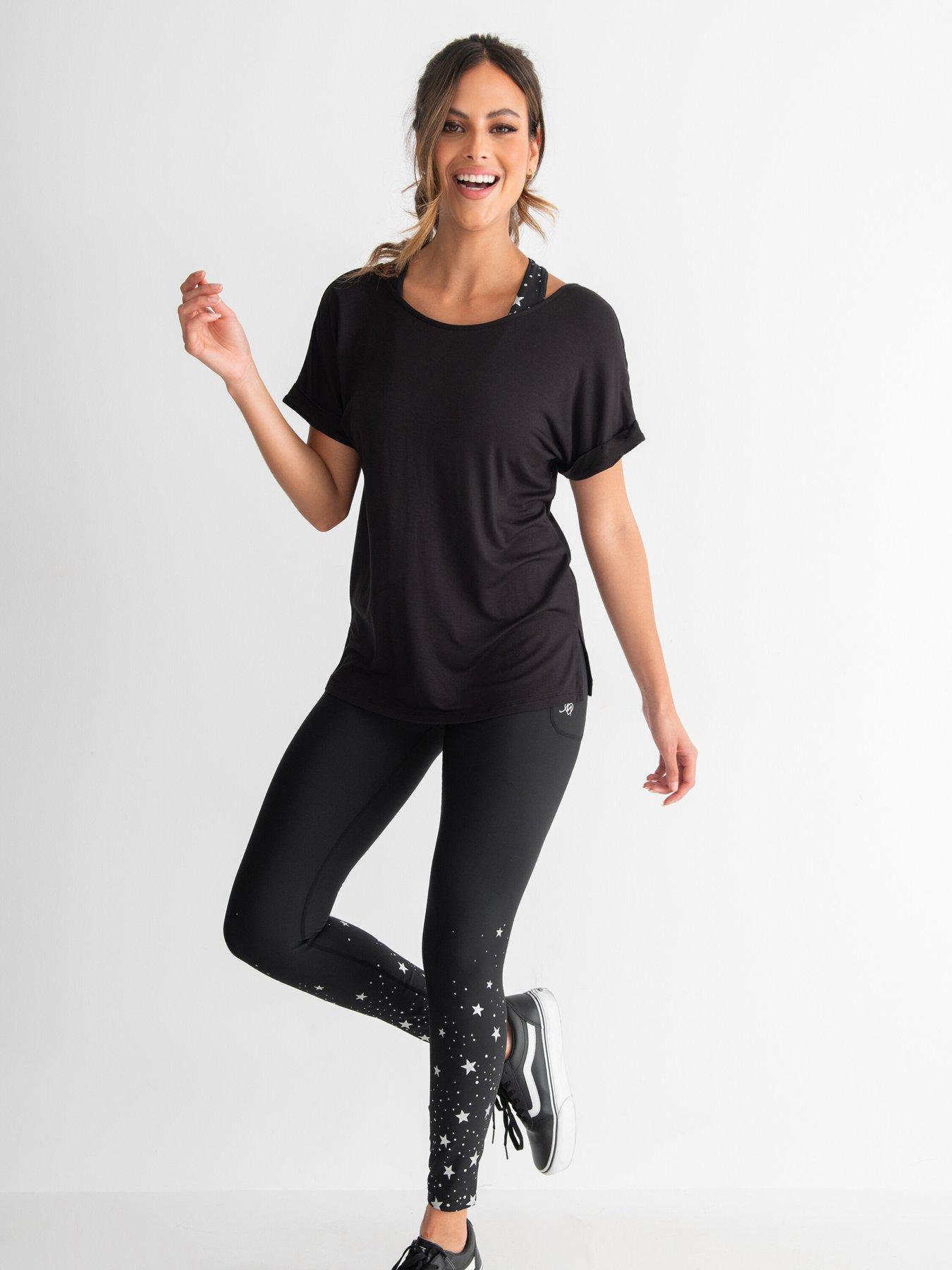 undefined Energy Cross Back Short Sleeve Yoga Top - Black