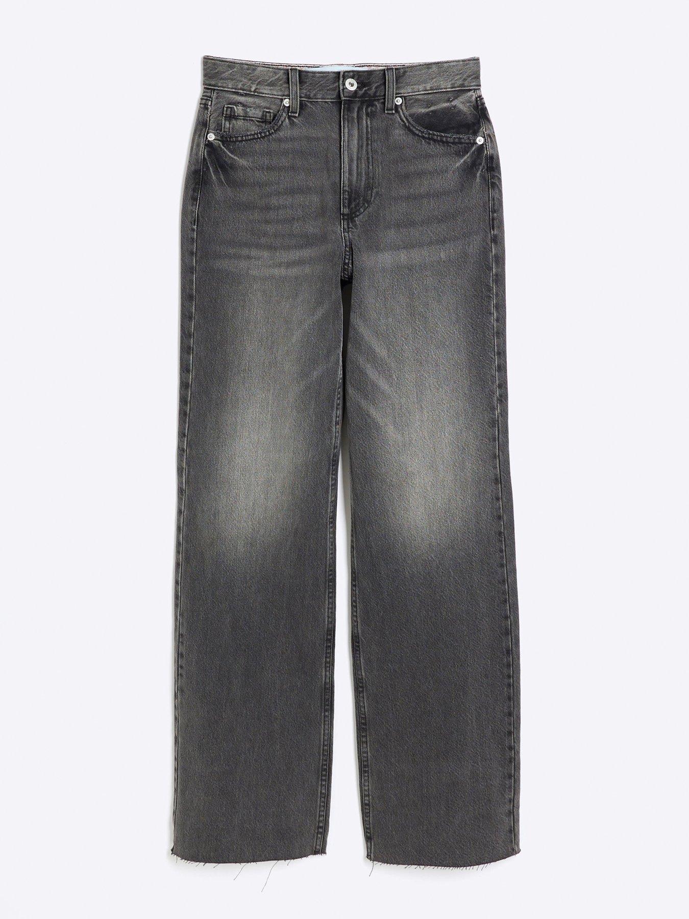 River Island High Waisted Relaxed Straight Fit Jeans Black