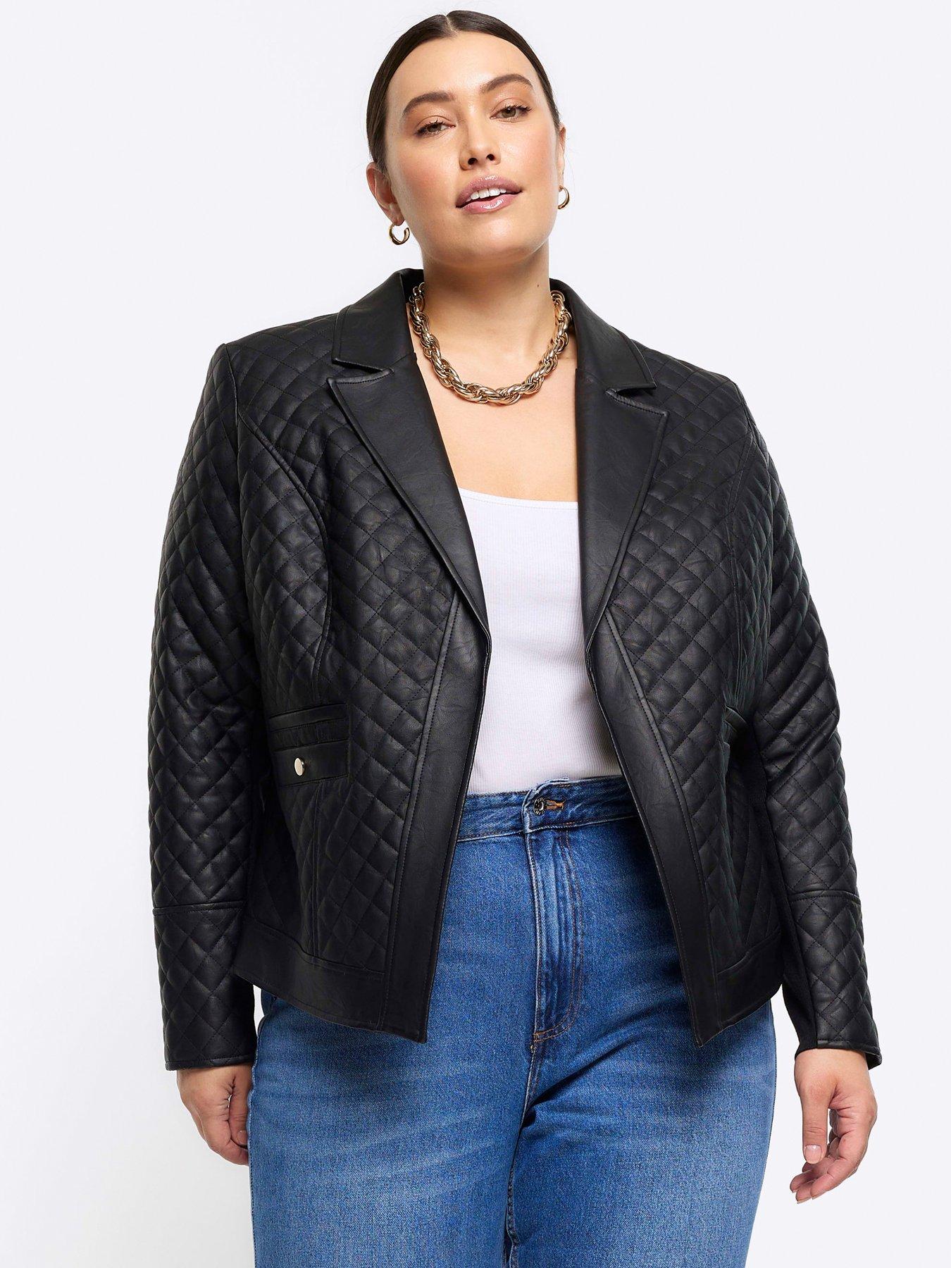 River Island Plus Faux Leather Quilted Blazer littlewoods