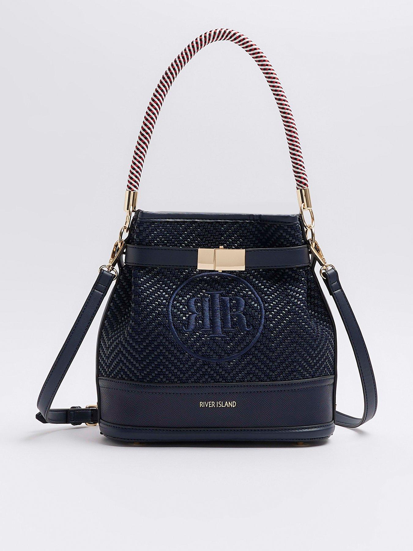 River Island Weave Embroidered Bucket Cross Body Bag littlewoods