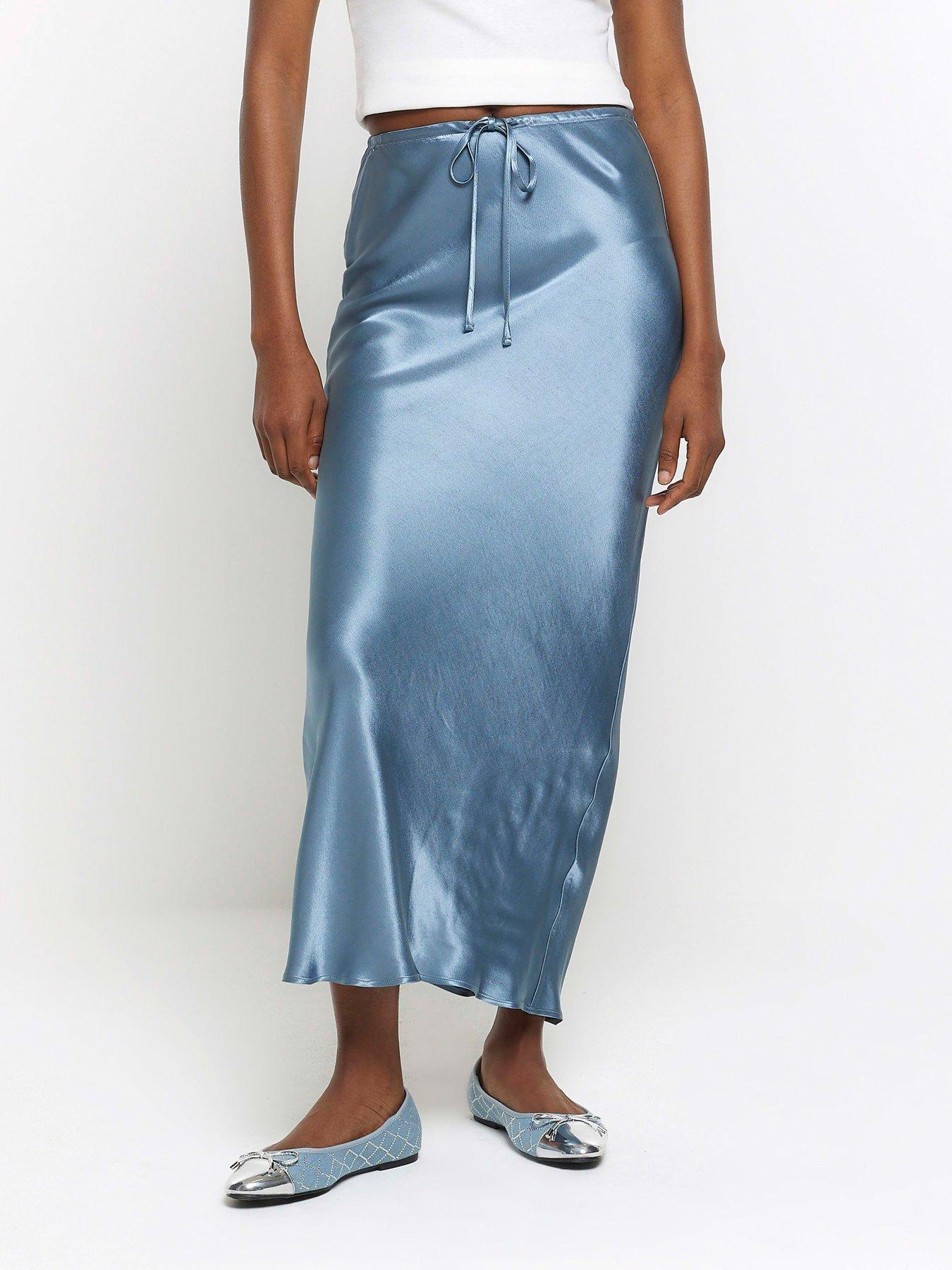 River Island Satin Tie Waist Maxi Skirt