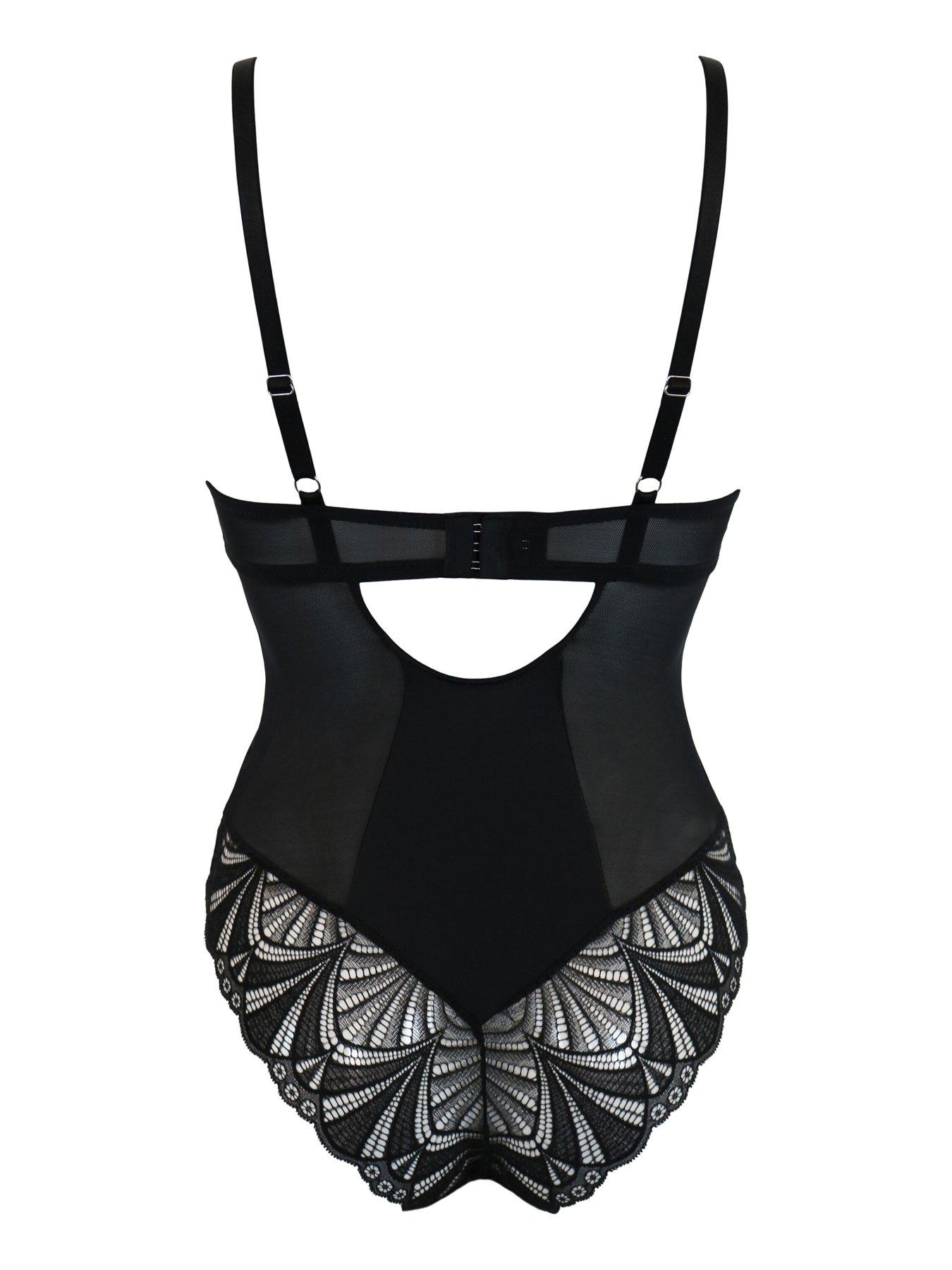  image of pour-moi-new-romance-padded-push-up-bodysuit-blackmulti
