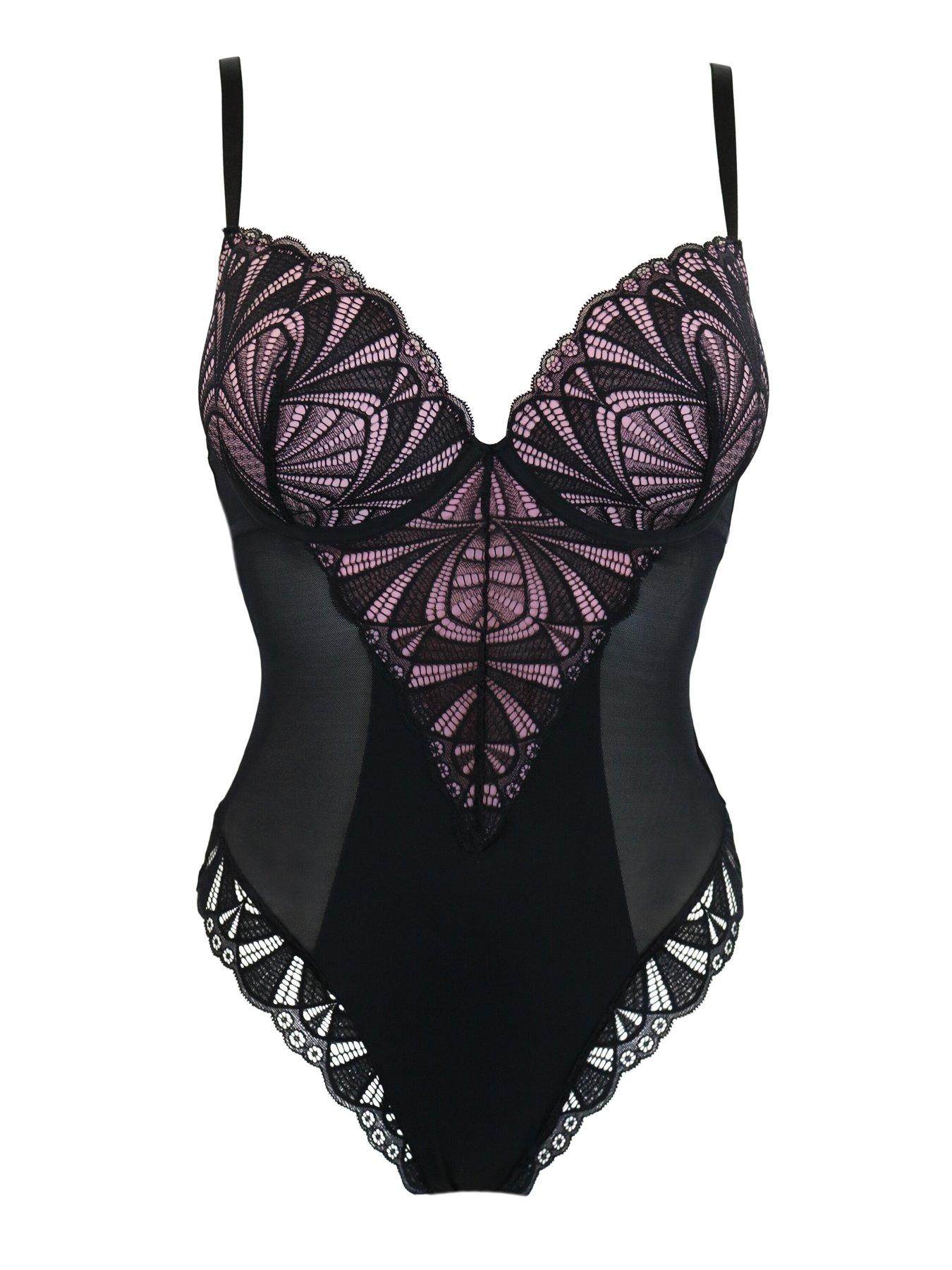  image of pour-moi-new-romance-padded-push-up-bodysuit-blackmulti