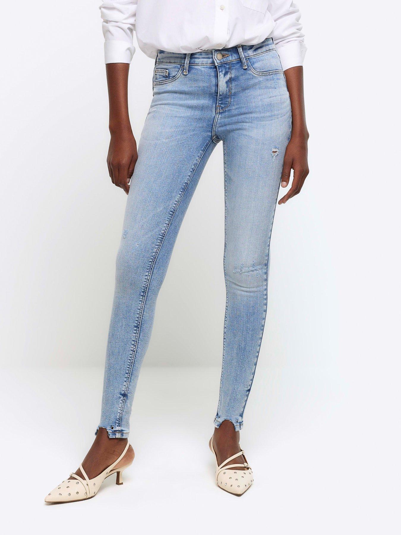 undefined Mid Rise Molly Bum Sculpt Skinny Jeans - Blue