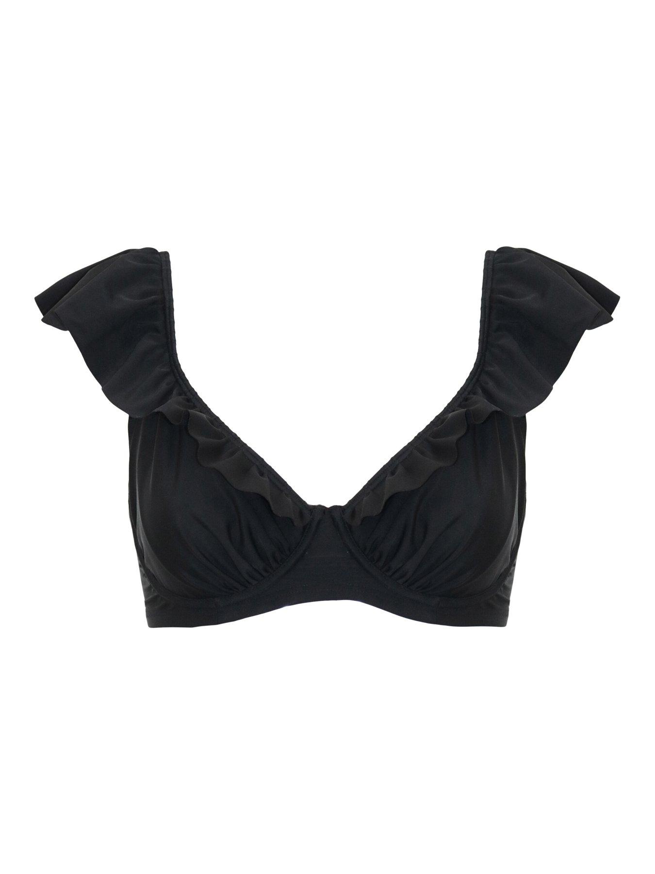 Image 3 of 3 of Pour Moi Bermuda Underwired Non-Padded Frill Top - Black