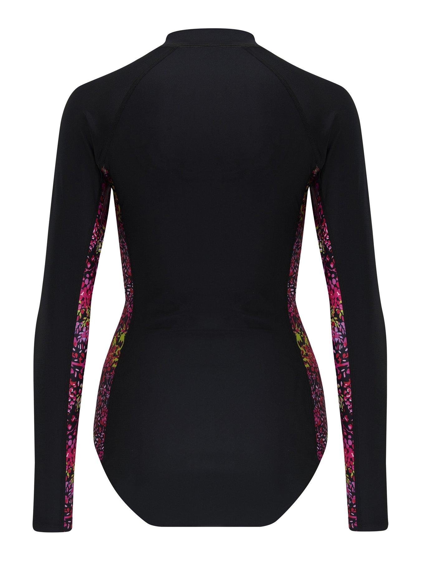 Image 4 of 4 of Pour Moi Energy Long Sleeved Zip Front Paddle Swimsuit - Black/Multi
