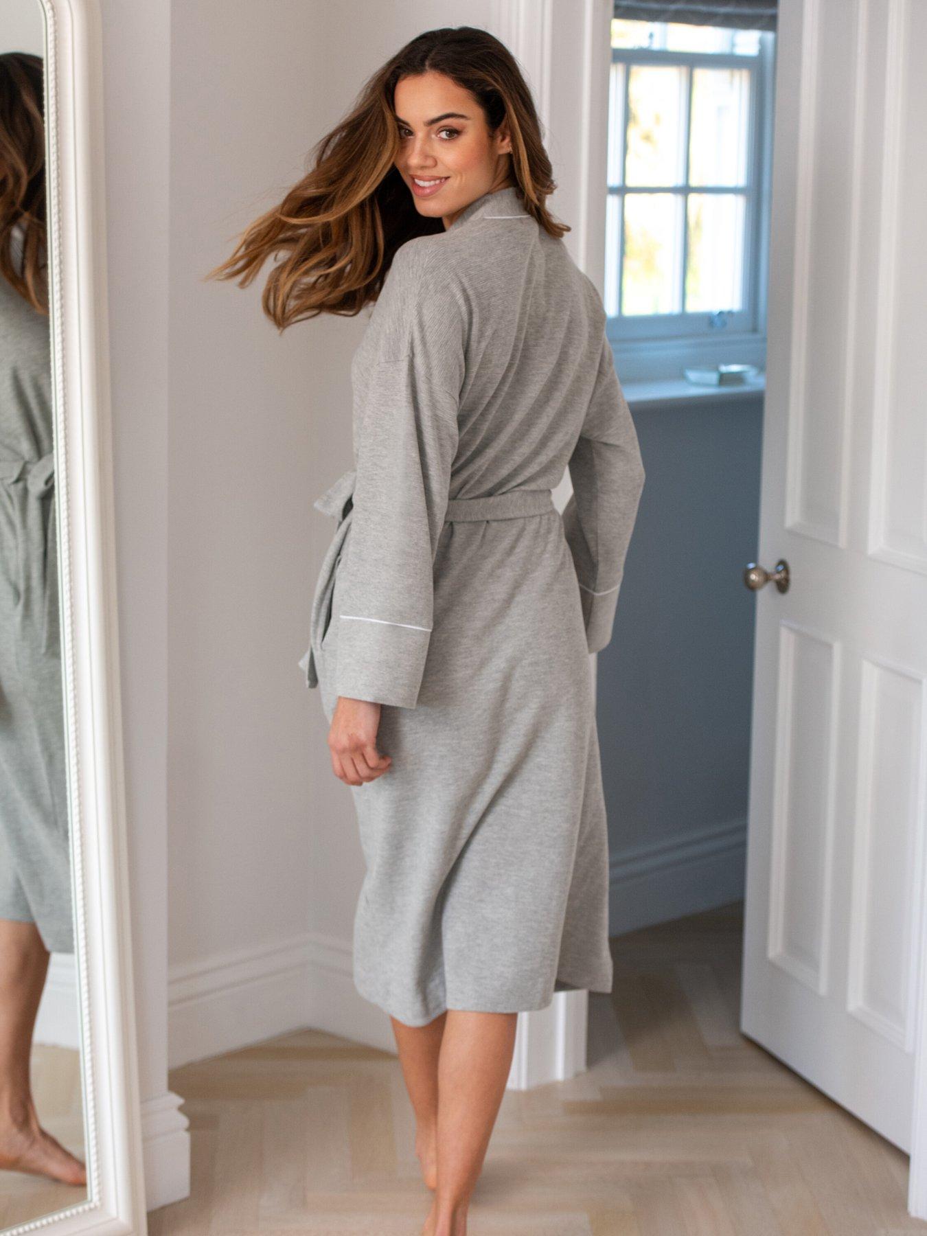  image of pour-moi-waffle-loungewear-gown-grey
