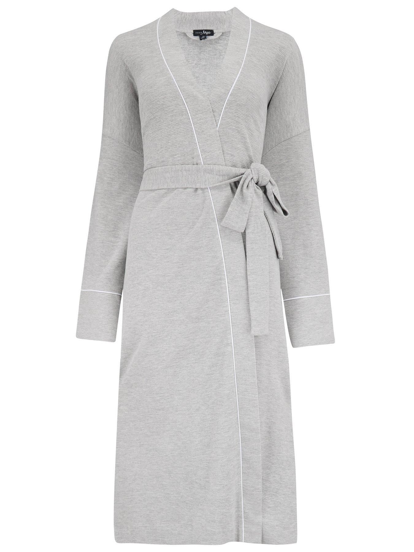  image of pour-moi-waffle-loungewear-gown-grey