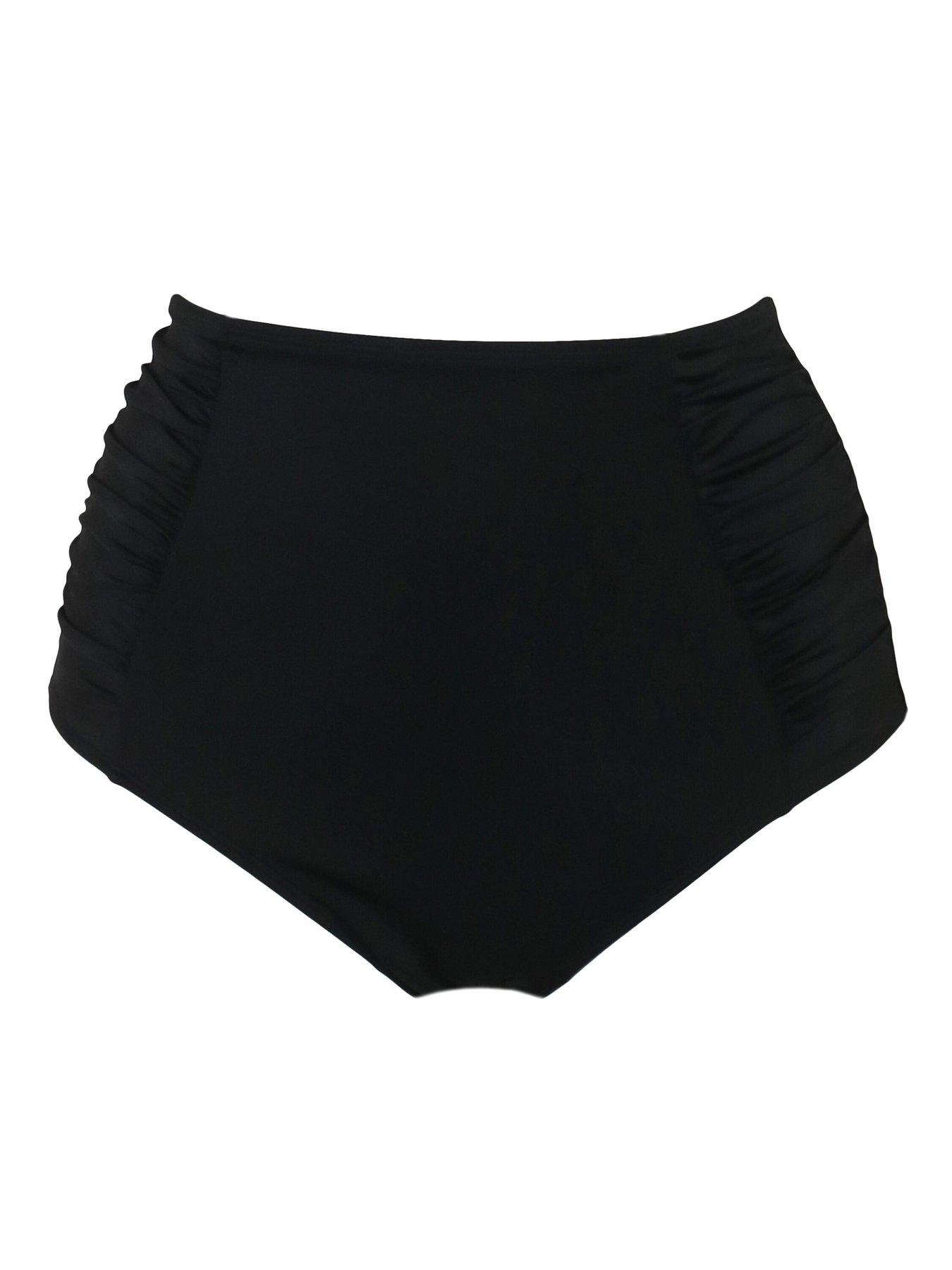  image of pour-moi-space-super-high-waist-ruched-tummy-control-brief-black