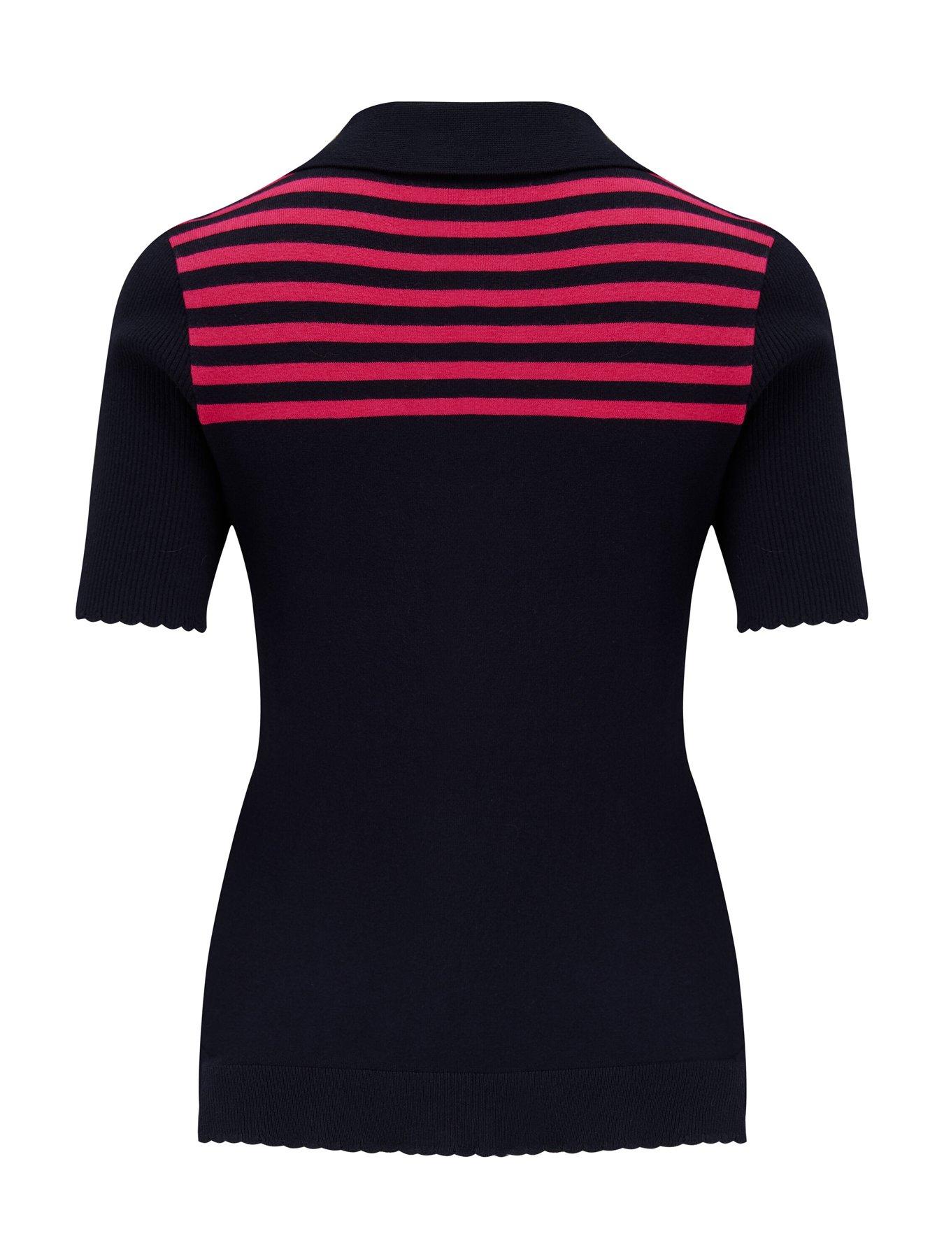  image of pour-moi-roma-half-sleeve-stripe-knit-top-with-lenzingtrade-ecoverotrade-viscose-fibres-multi