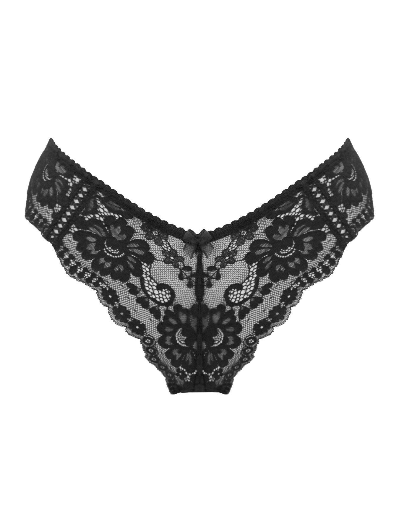 Image 3 of 4 of Pour Moi Fleur Cheeky V-Shaped Brief - Black
