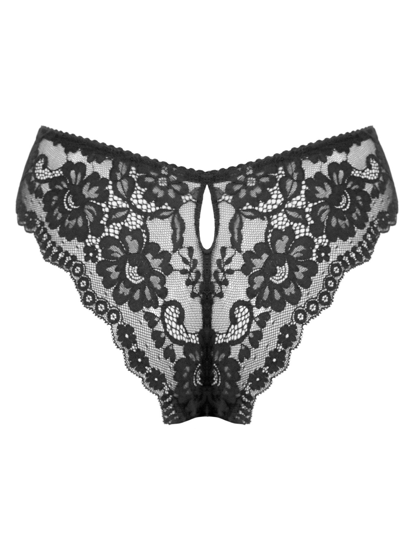 Image 4 of 4 of Pour Moi Fleur Cheeky V-Shaped Brief - Black