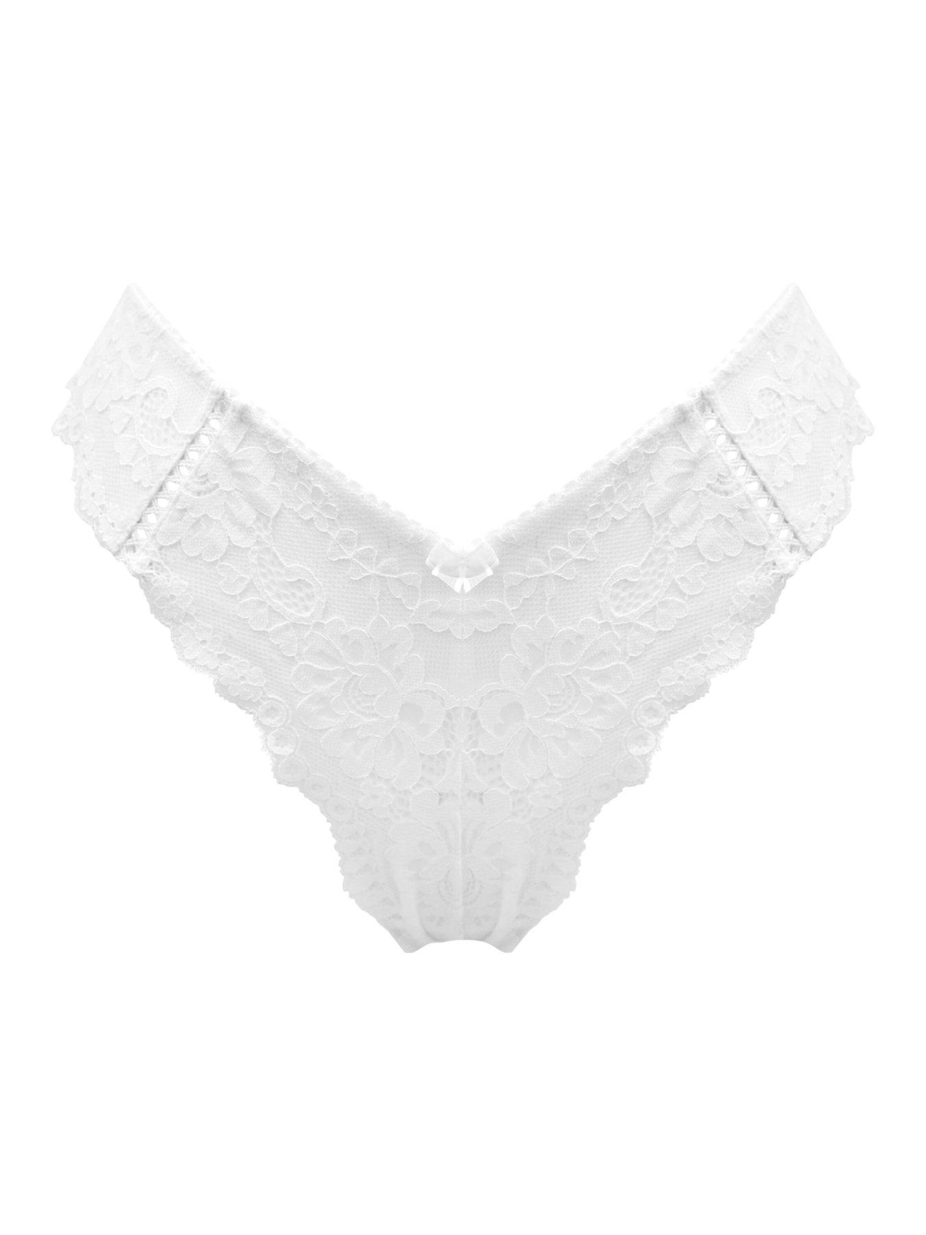 Image 3 of 4 of Pour Moi Fleur Cheeky V-Shaped Brief - White