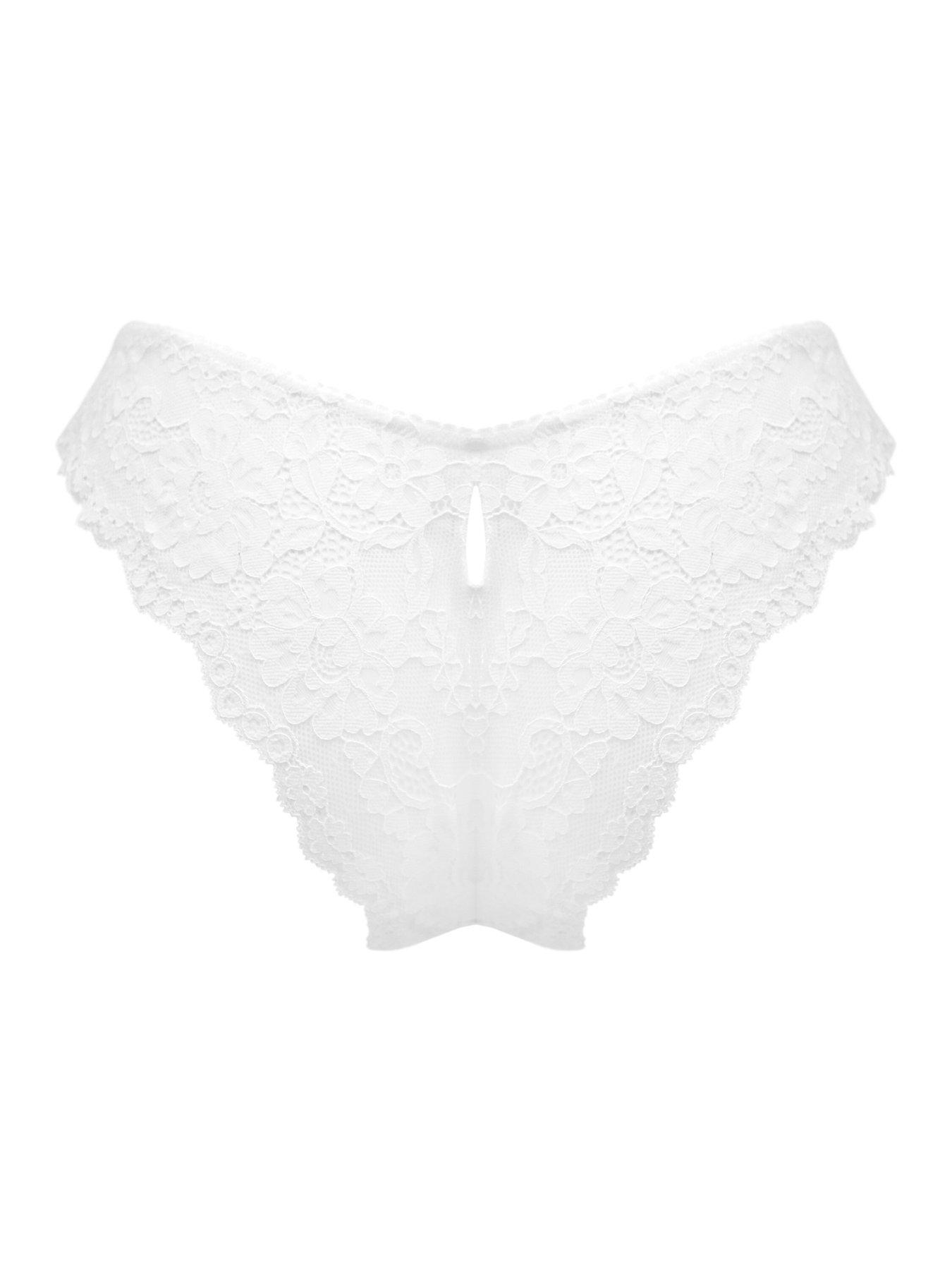 Image 4 of 4 of Pour Moi Fleur Cheeky V-Shaped Brief - White