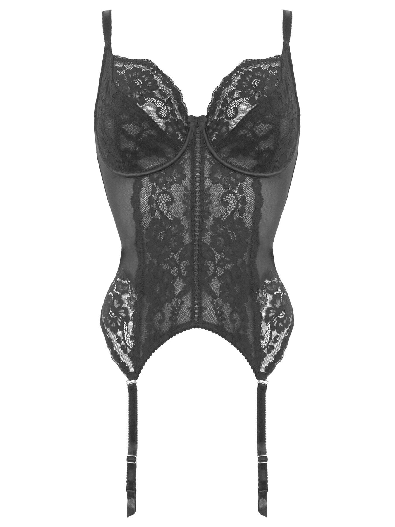 Image 3 of 4 of Pour Moi Fleur Non-Padded Underwired Balcony Basque - Black