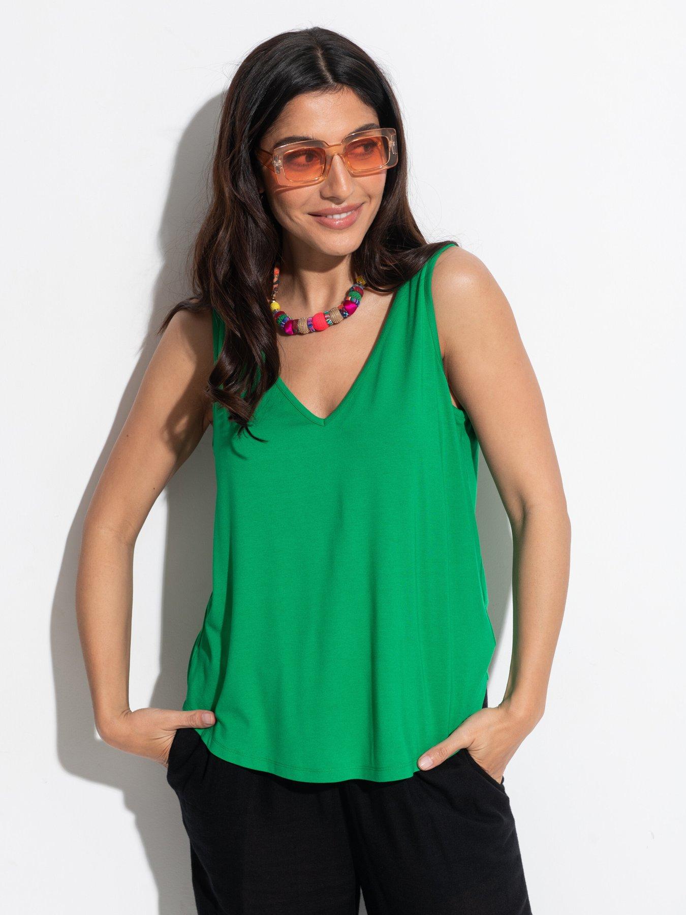 undefined Sophie Fuller Bust Stretch V-Neck Vest with LENZING™ ECOVERO™ Viscose Fibres - Green