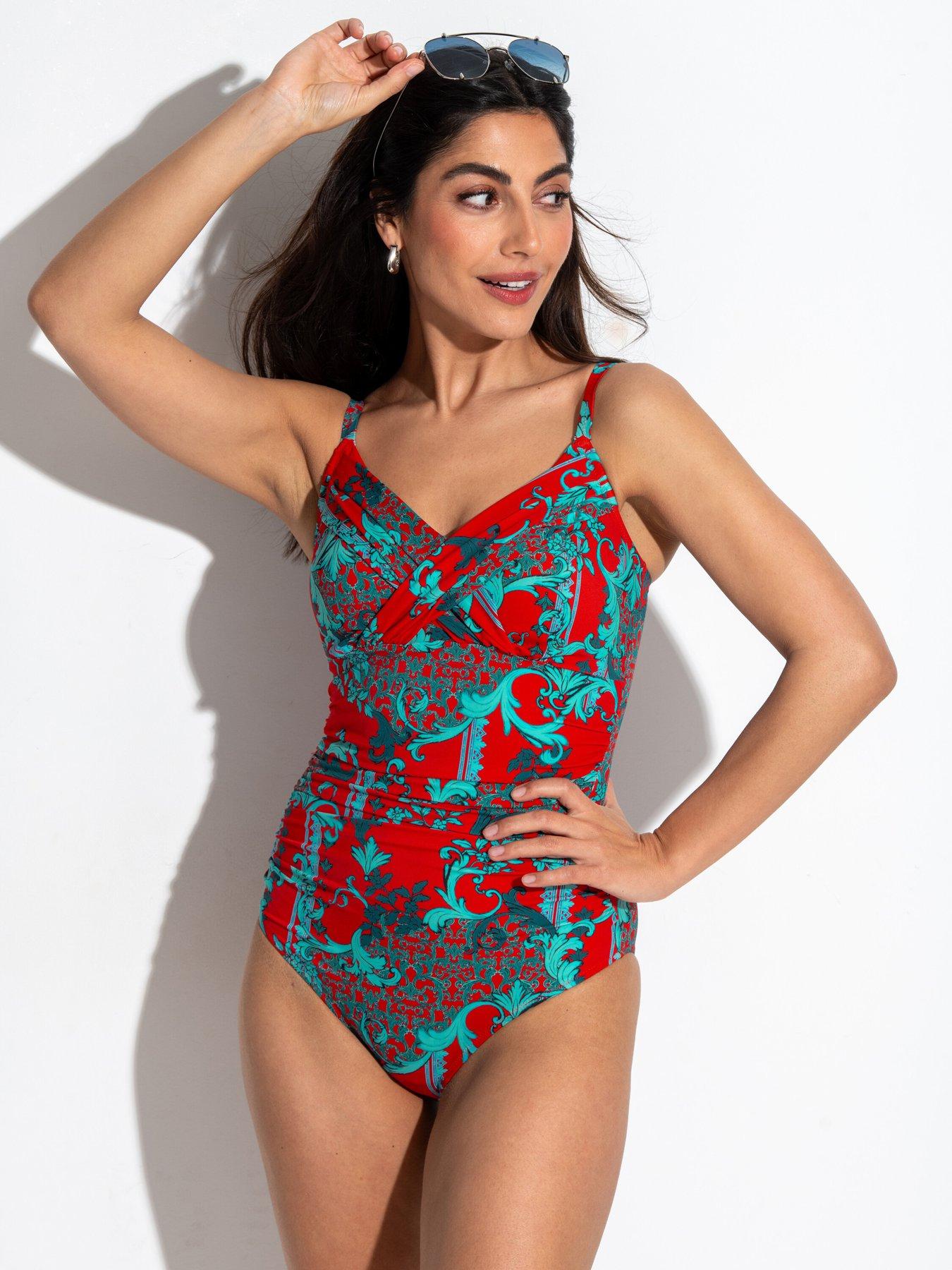 pour-moi-cannes-ruched-tummy-control-swimsuit-red