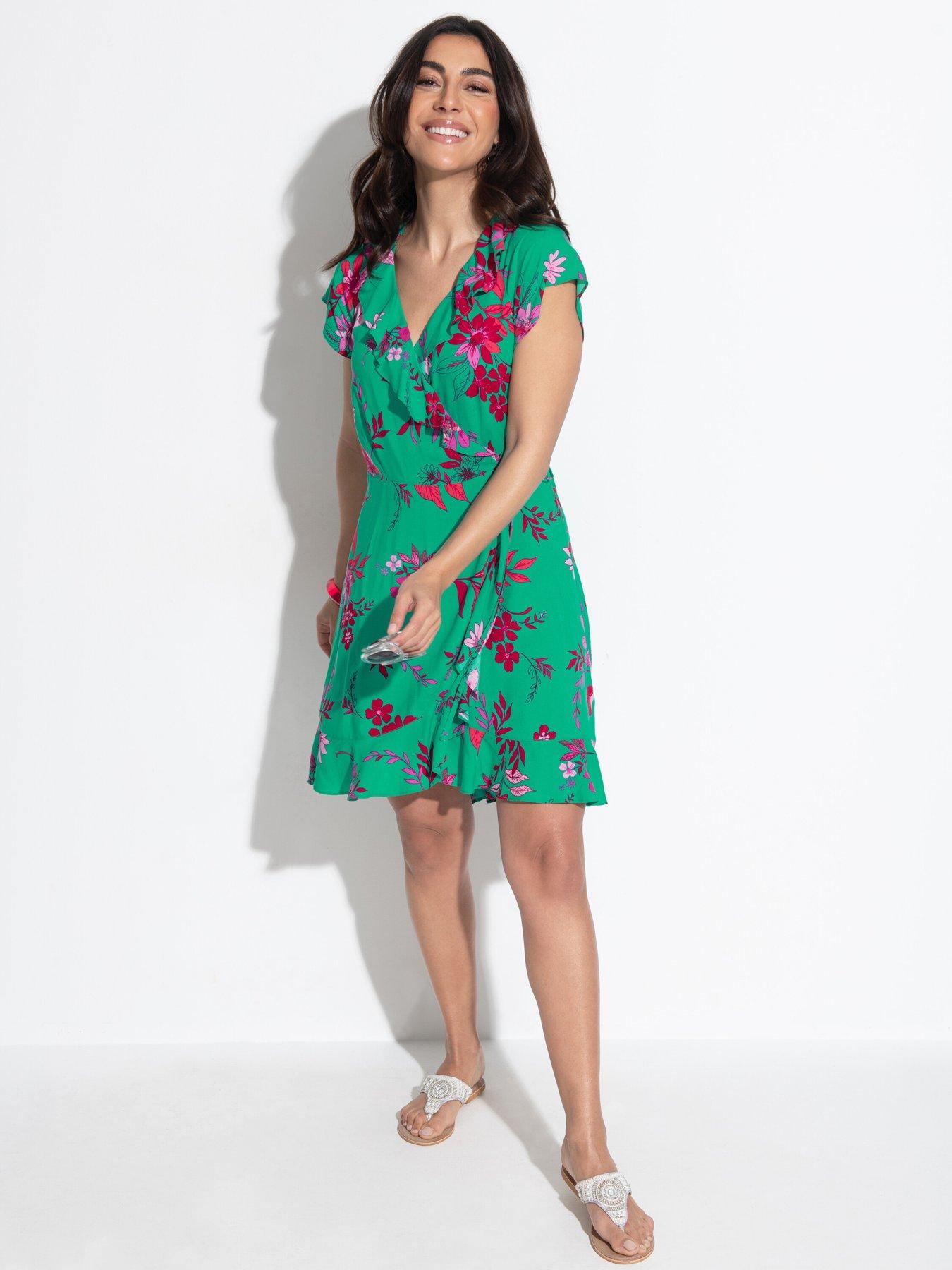 undefined LENZING™ ECOVERO™ Viscose Fibres Frill Wrap Beach Dress - Multi
