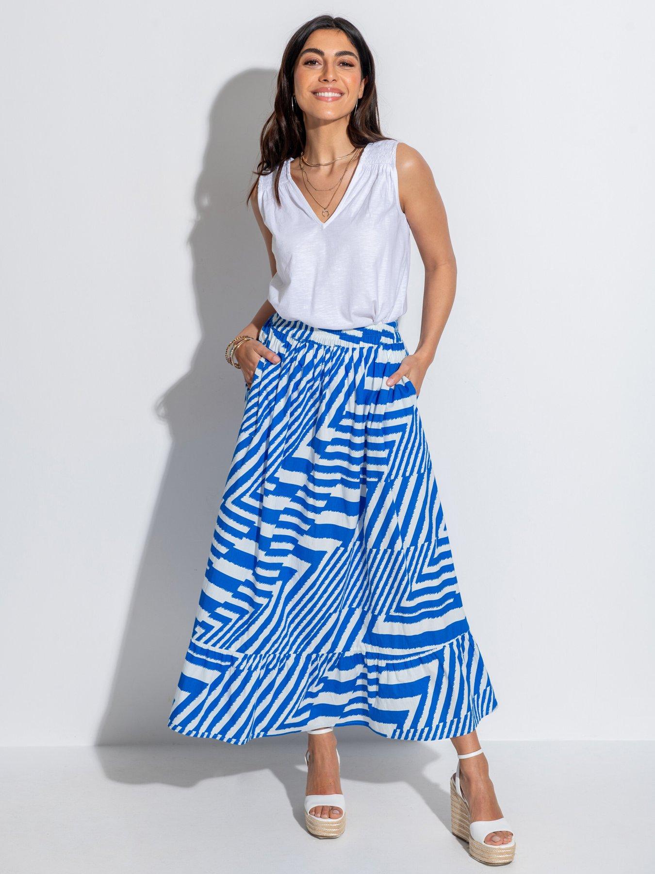 Pour Moi Susan Cotton Poplin Tiered Hem Midaxi Skirt