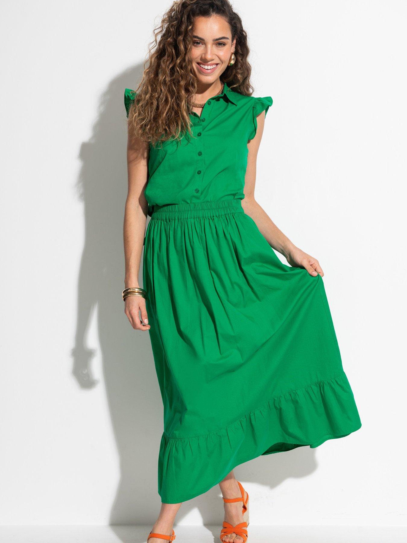 Pour Moi Susan Cotton Poplin Tiered Hem Midaxi Skirt