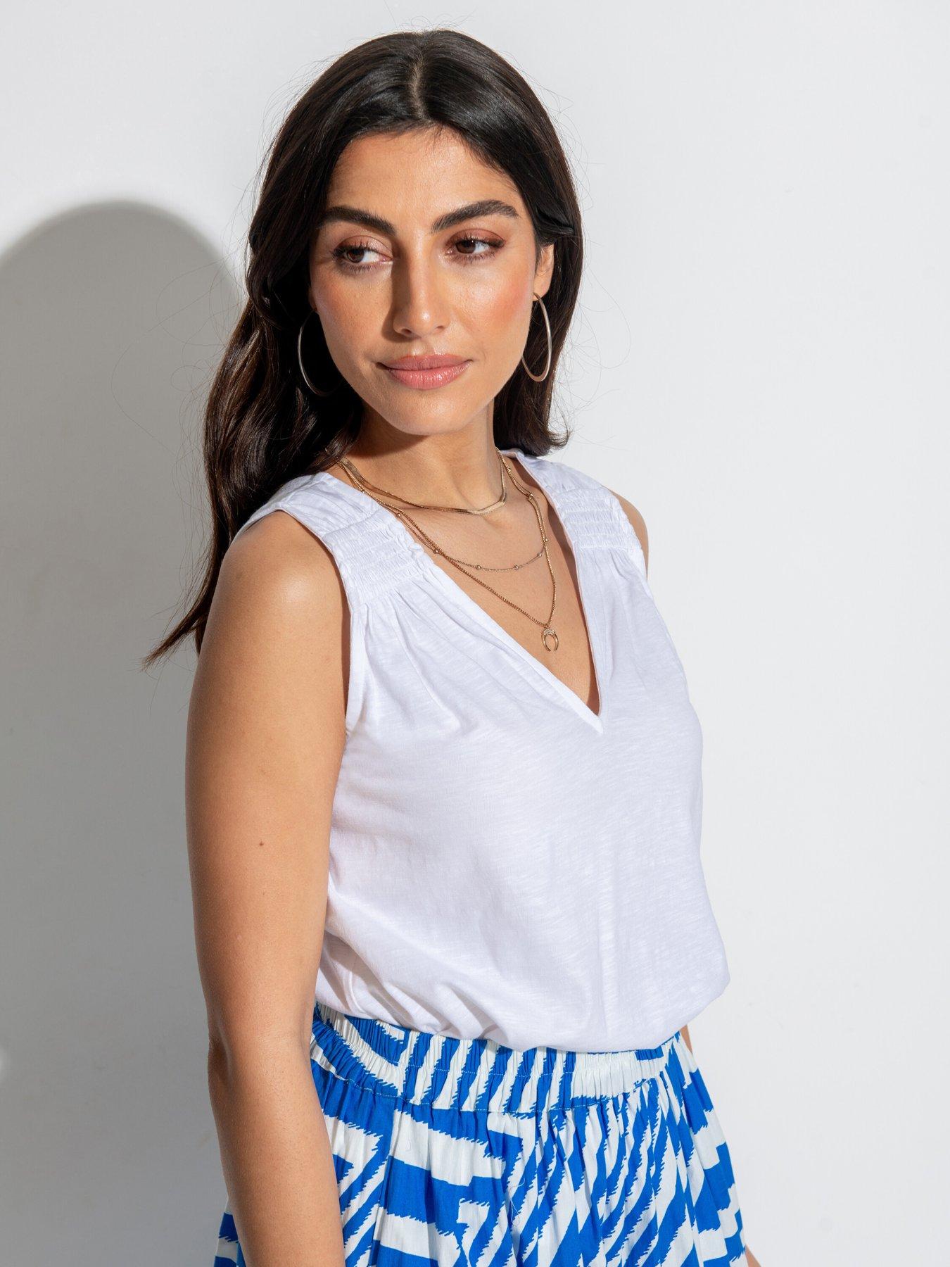 undefined Maya Cotton Slub Jersey Built-Up V-Neck Vest