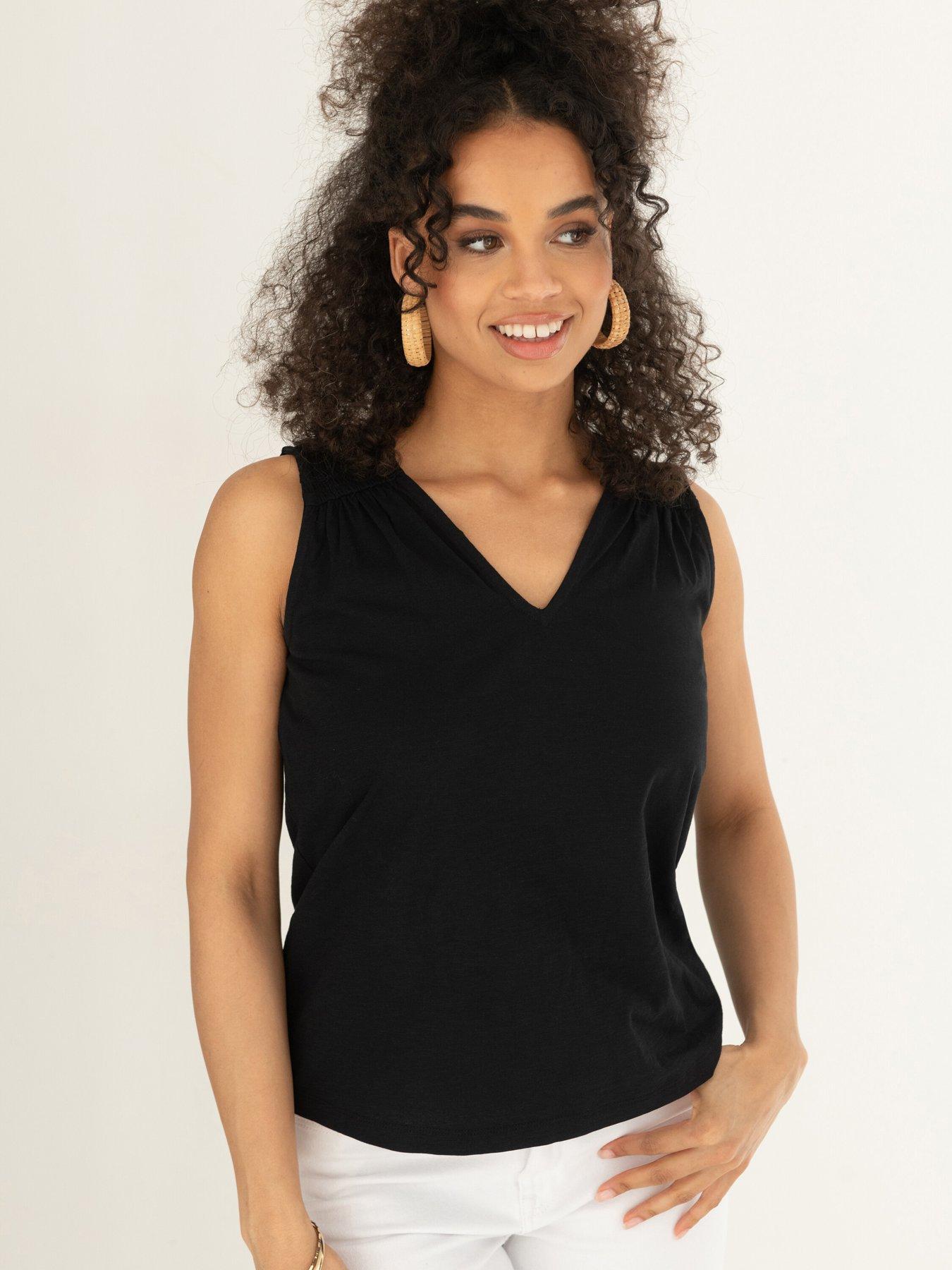 undefined Maya Cotton Slub Jersey Built-Up V-Neck Vest