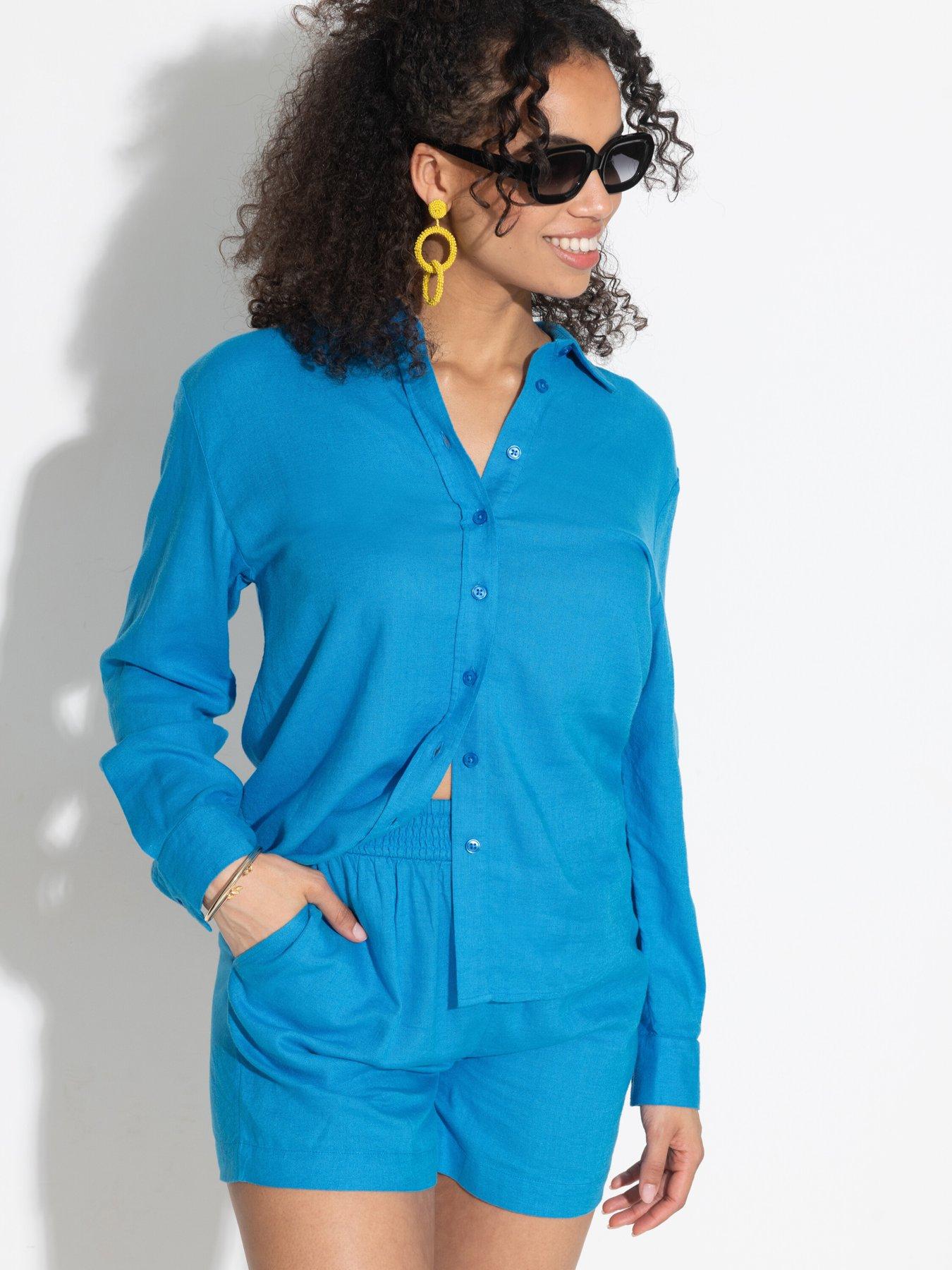  image of pour-moi-bree-high-waist-linen-blend-elasticated-short