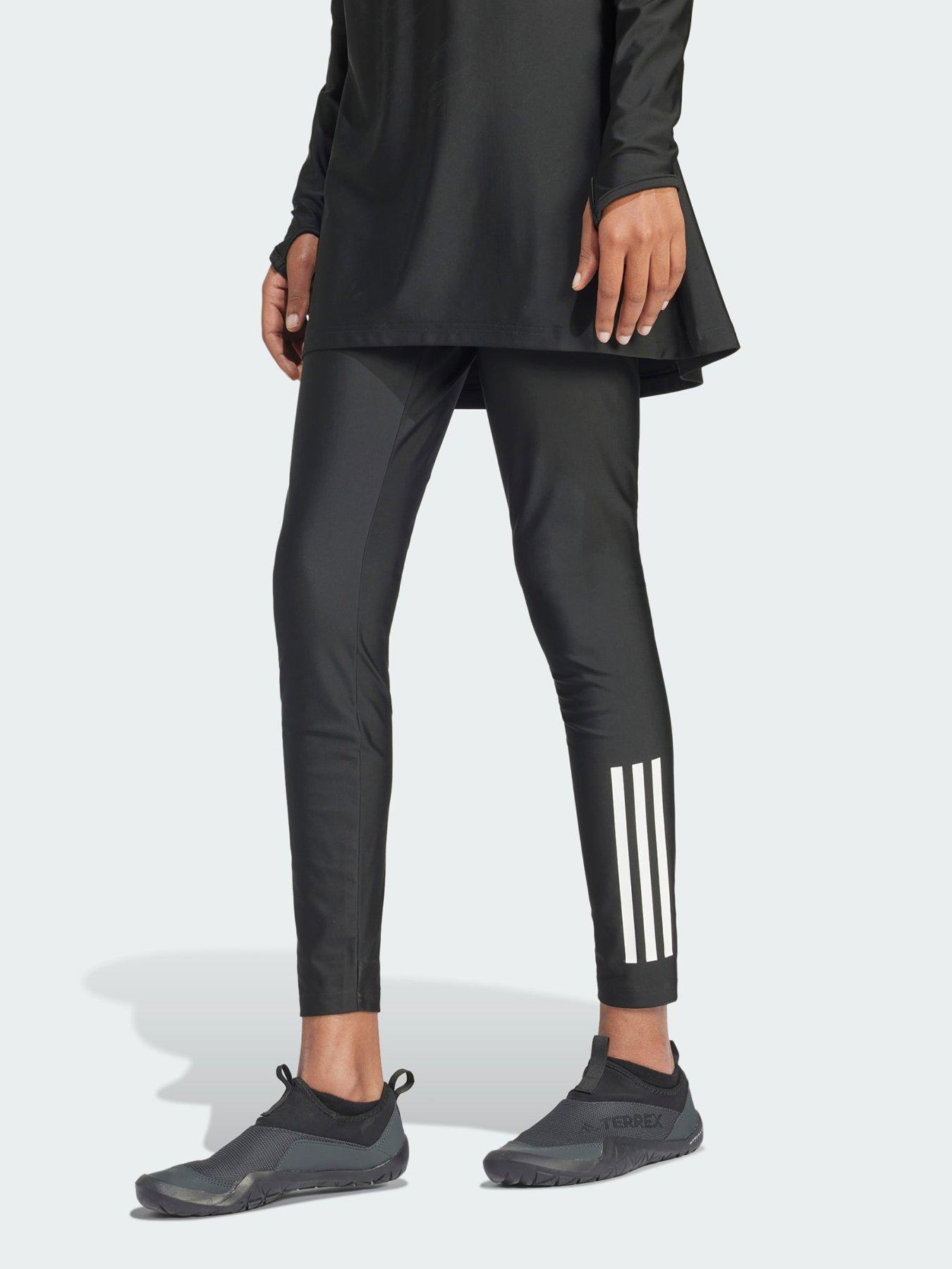 undefined 3-Stripes Swim Leggings - Black