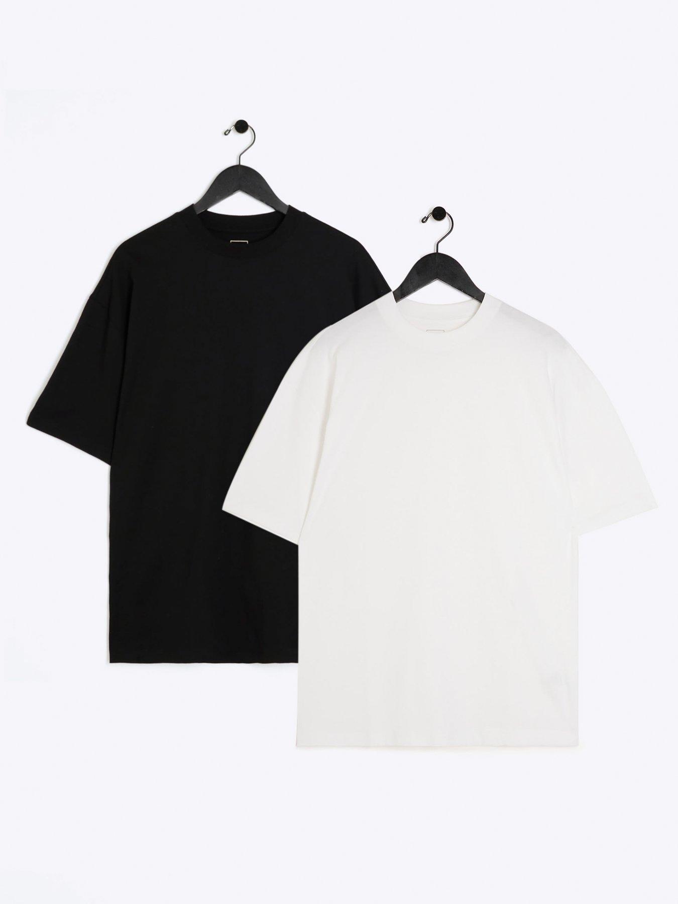 River Island 2 Pack of Oversized Fit Plain T-Shirts - Black