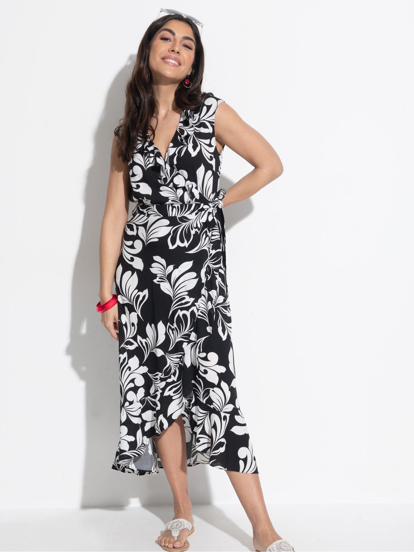 undefined Midaxi Wrap Beach Dress with LENZING™ ECOVERO™ Viscose fibres - Black/White
