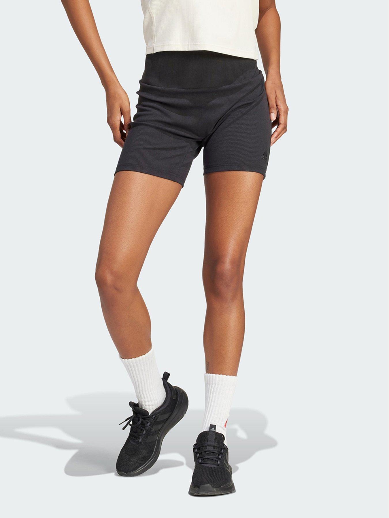  image of adidas-lounge-ribbed-high-waist-bike-shorts-black