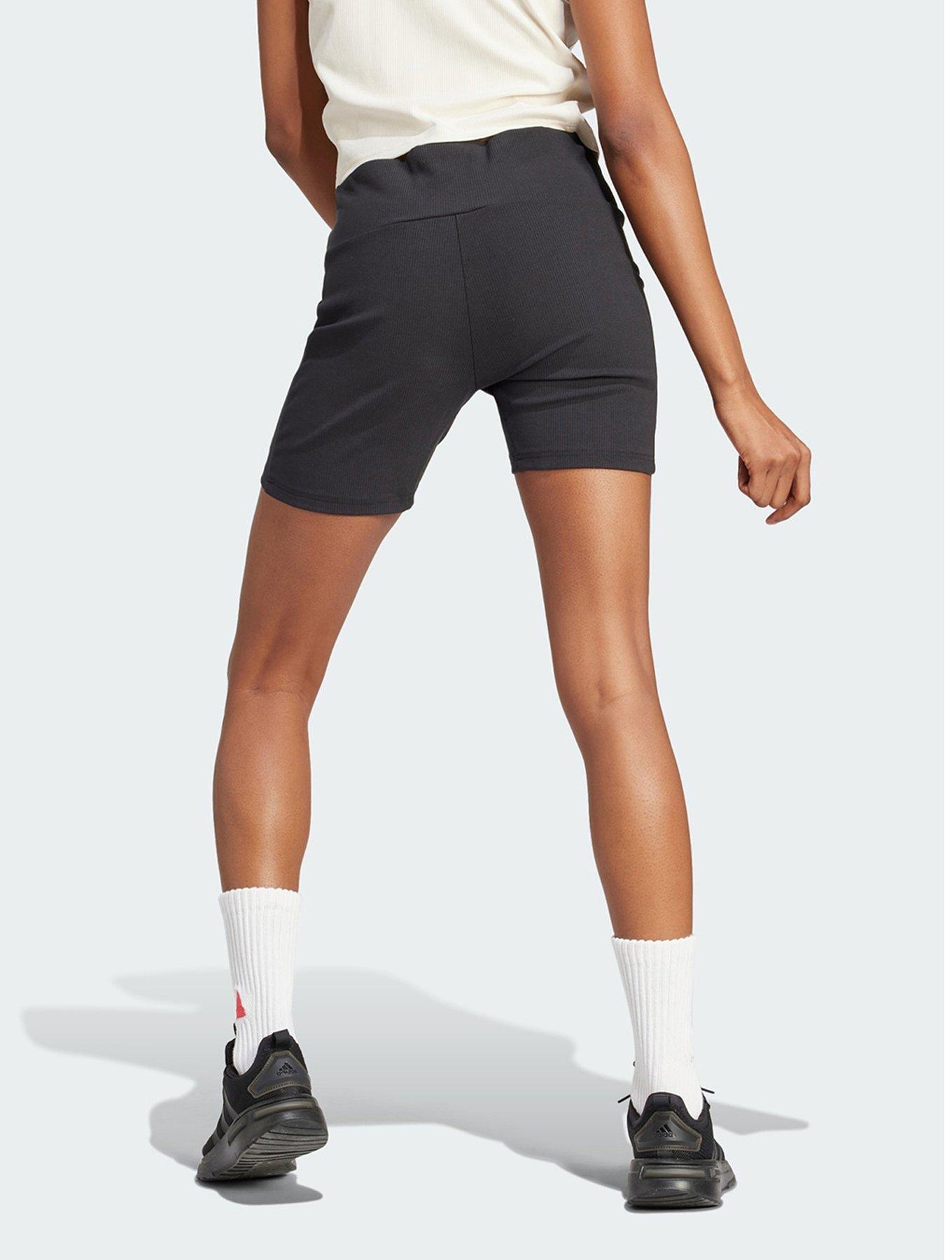  image of adidas-lounge-ribbed-high-waist-bike-shorts-black