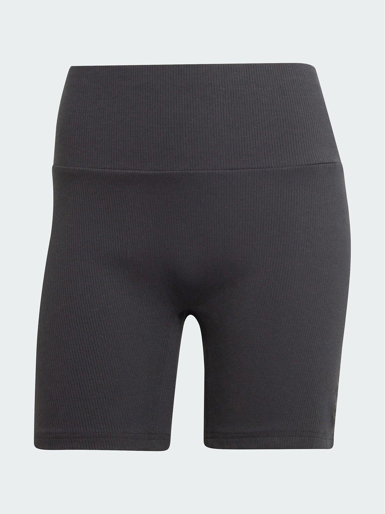  image of adidas-lounge-ribbed-high-waist-bike-shorts-black