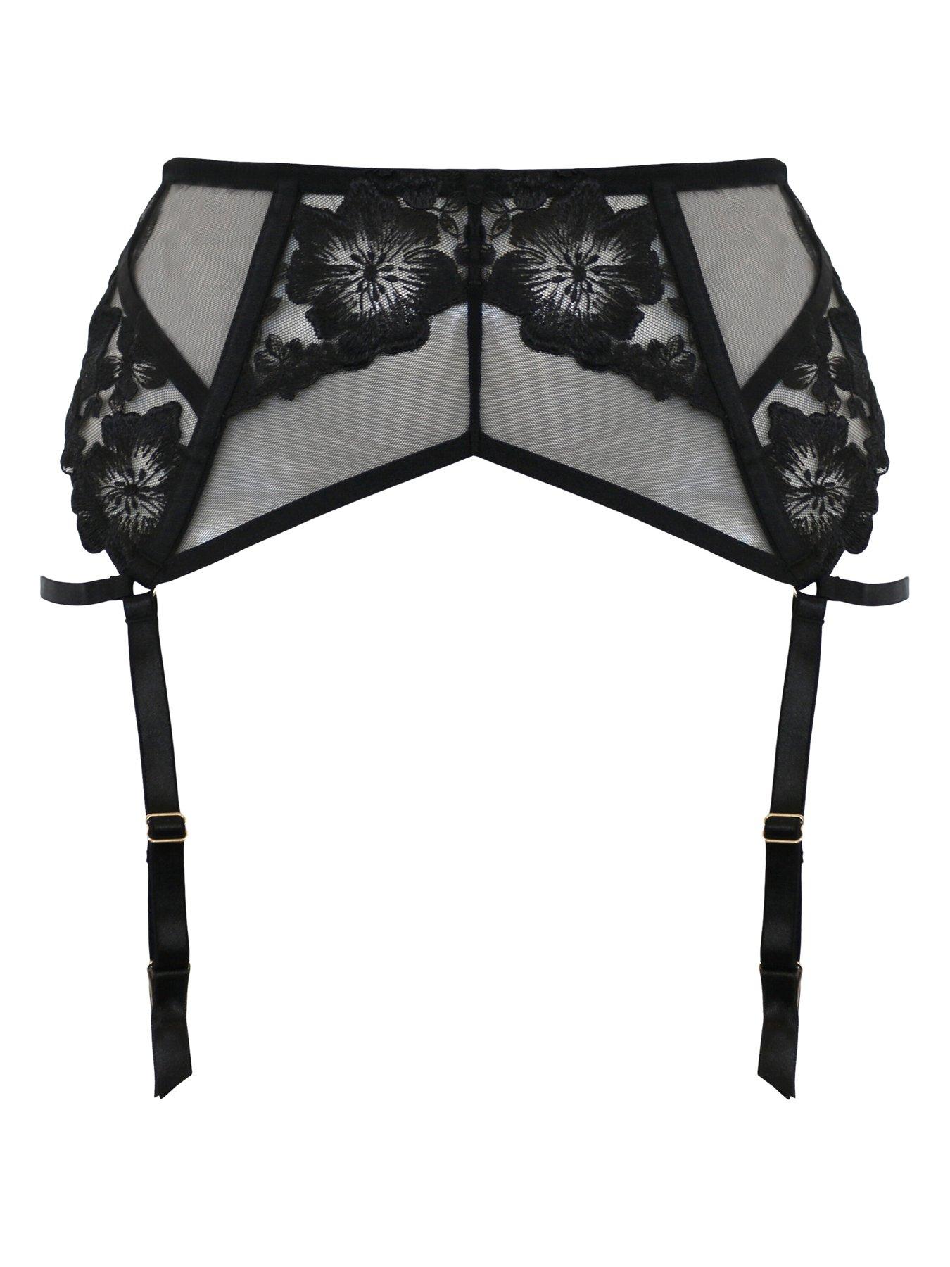Image 3 of 4 of Pour Moi India Bold Floral Embroidery Deep Suspender